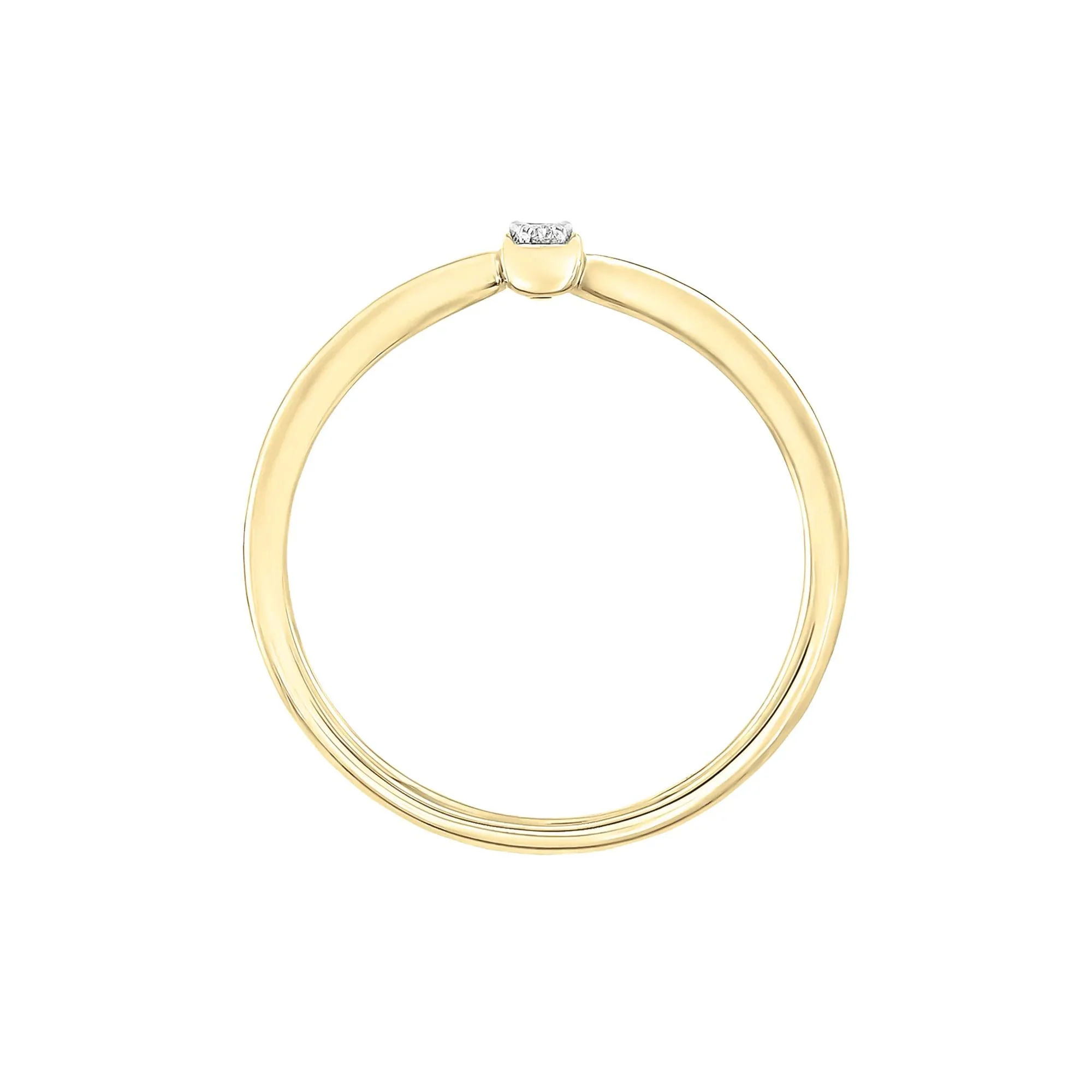 Diamond Accent Bypass Bar Ring 10K Yellow Gold Round Brilliant Cut Size 7 4mm - Image 2