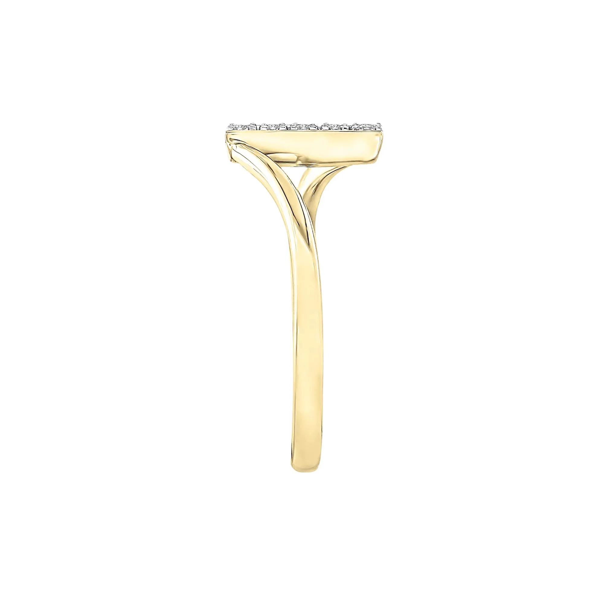 Diamond Accent Bypass Bar Ring 10K Yellow Gold Round Brilliant Cut Size 7 4mm - Image 3