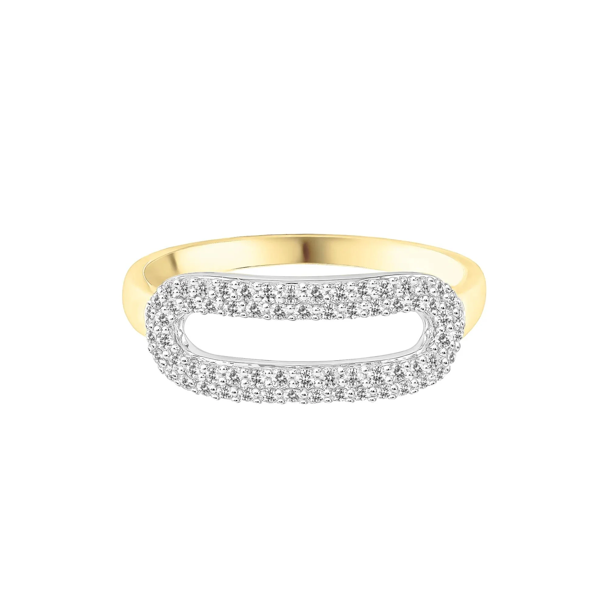 1/3 CT. Tw. Diamond Oval Link Ring 10K Yellow Gold Size 8