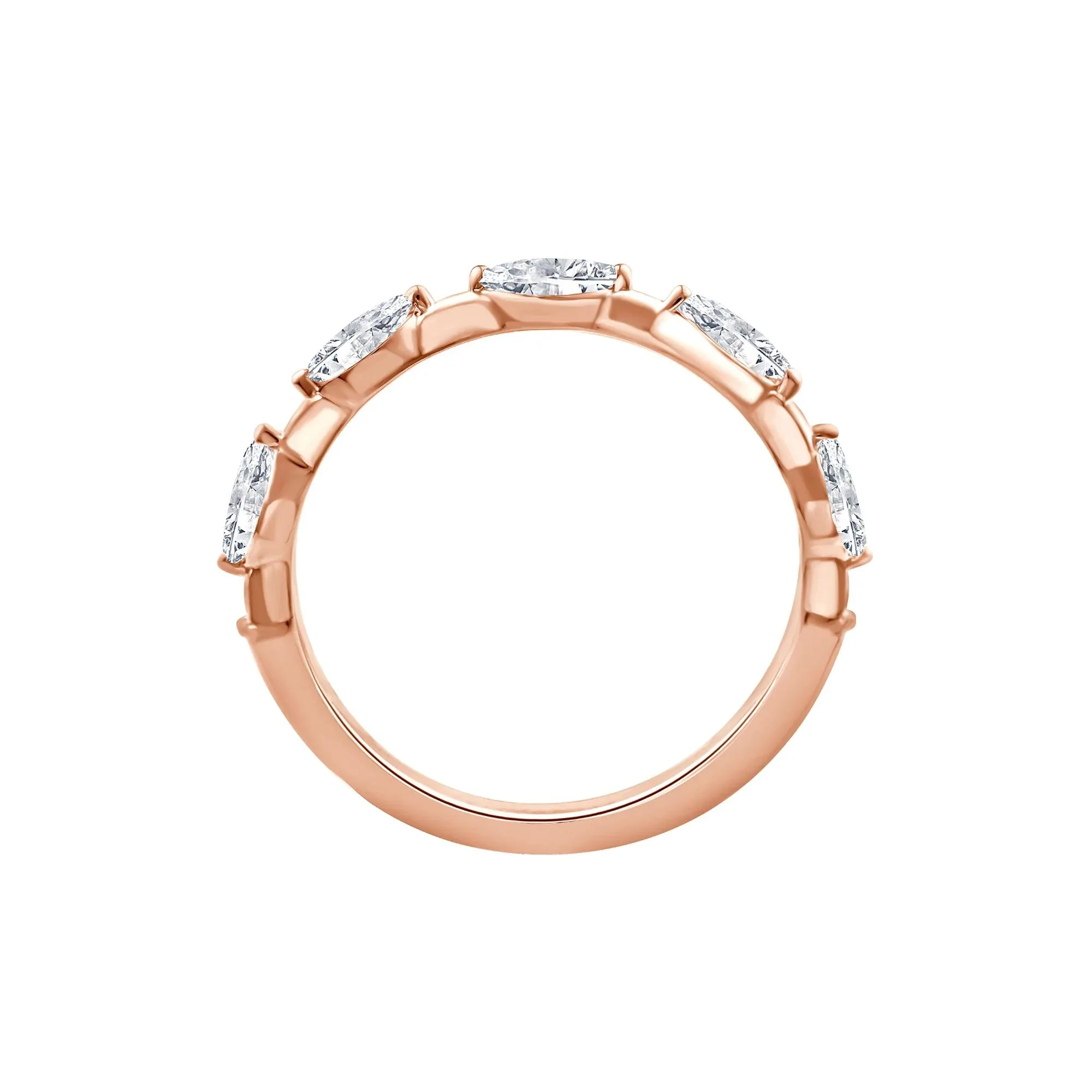 1/2 CT. Tw. Lab Grown Diamond Marquise Stack Ring 10K Rose Gold Size 6 - Image 2