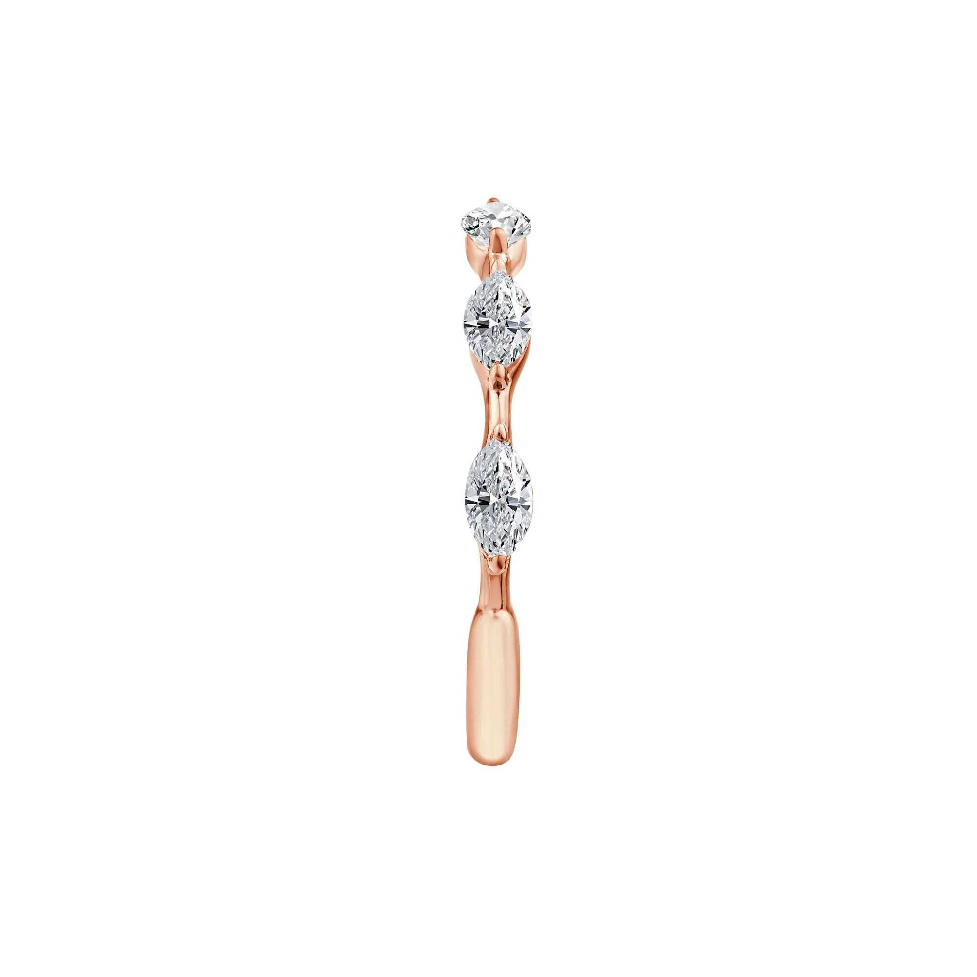 1/2 CT. Tw. Lab Grown Diamond Marquise Stack Ring 10K Rose Gold Size 7.5 - Image 3