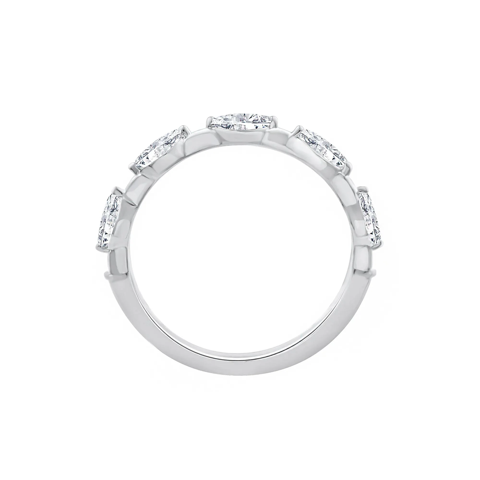 1/2 CT. Tw. Lab Grown Diamond Marquise Stack Ring 10K White Gold Size 7.5 - Image 2