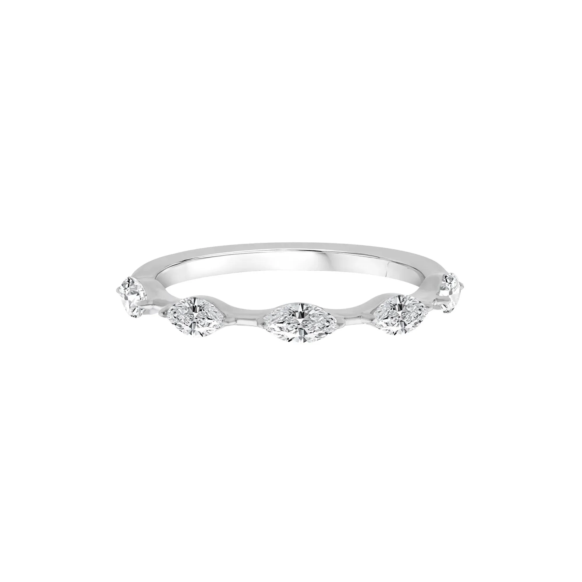1/2 CT. Tw. Lab Grown Diamond Marquise Stack Ring 10K White Gold Size 9