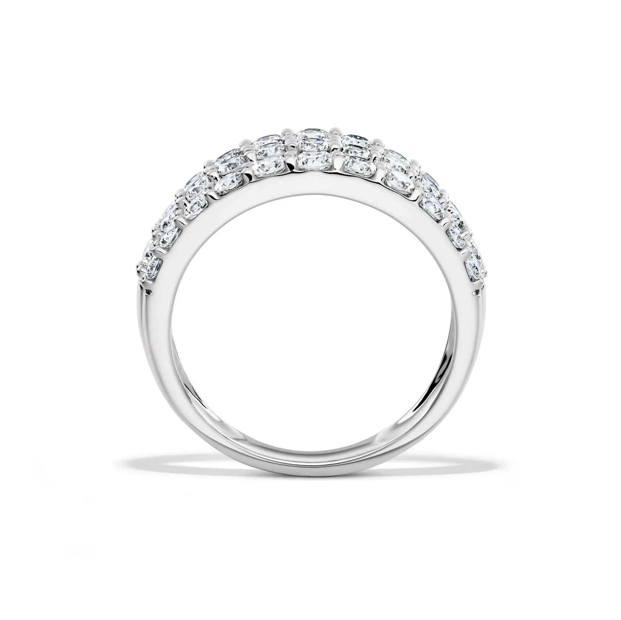 1/2 CT. Tw. Lab Grown Diamond Three-Row Band Ring 10K White Gold Round Brilliant Cut Size 7.5 8mm - Image 2