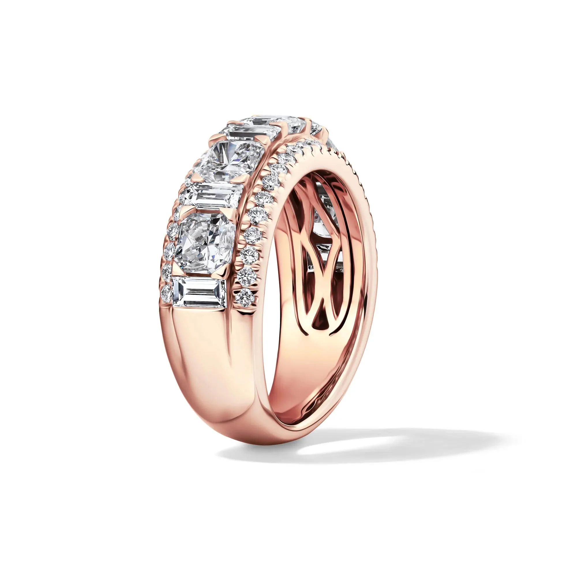 3 CT. Tw. Lab Grown Diamond Multi-Row Anniversary Band Ring 14K Rose Gold Size 6 7mm - Image 3
