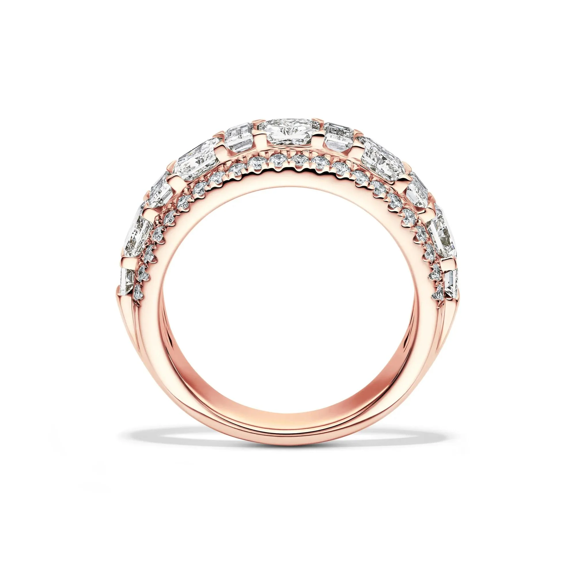 3 CT. Tw. Lab Grown Diamond Multi-Row Anniversary Band Ring 14K Rose Gold Size 8 7mm - Image 2