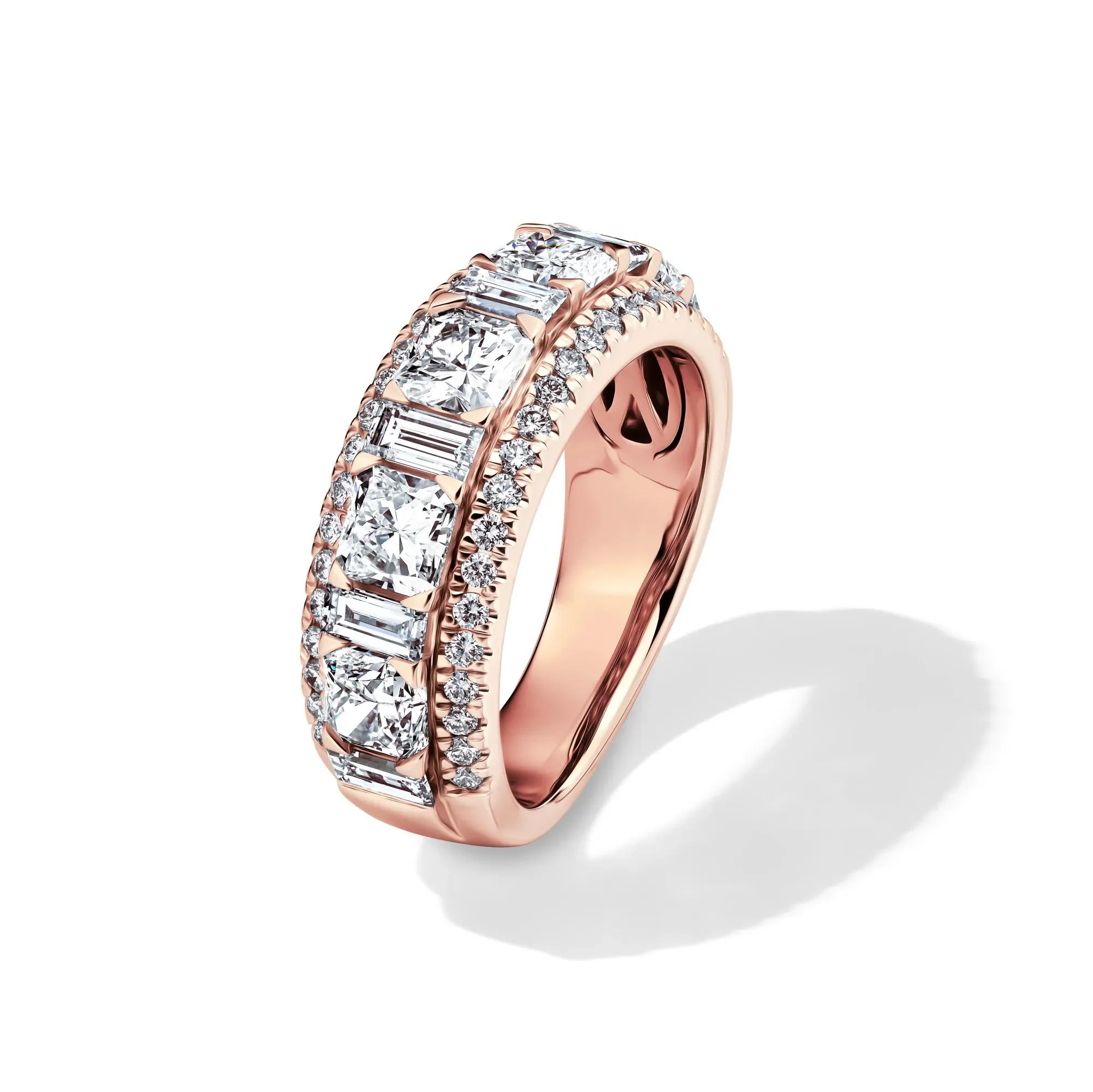 3 CT. Tw. Lab Grown Diamond Multi-Row Anniversary Band Ring 14K Rose Gold Size 9 7mm - Image 4
