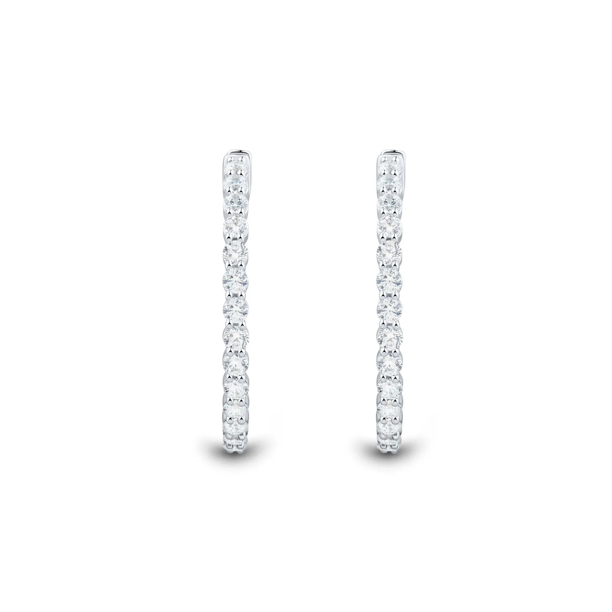 3 CT. Tw. Lab Grown Diamond Inside-Out Hoop Earrings 10K White Gold Size 30.00mm - Image 2
