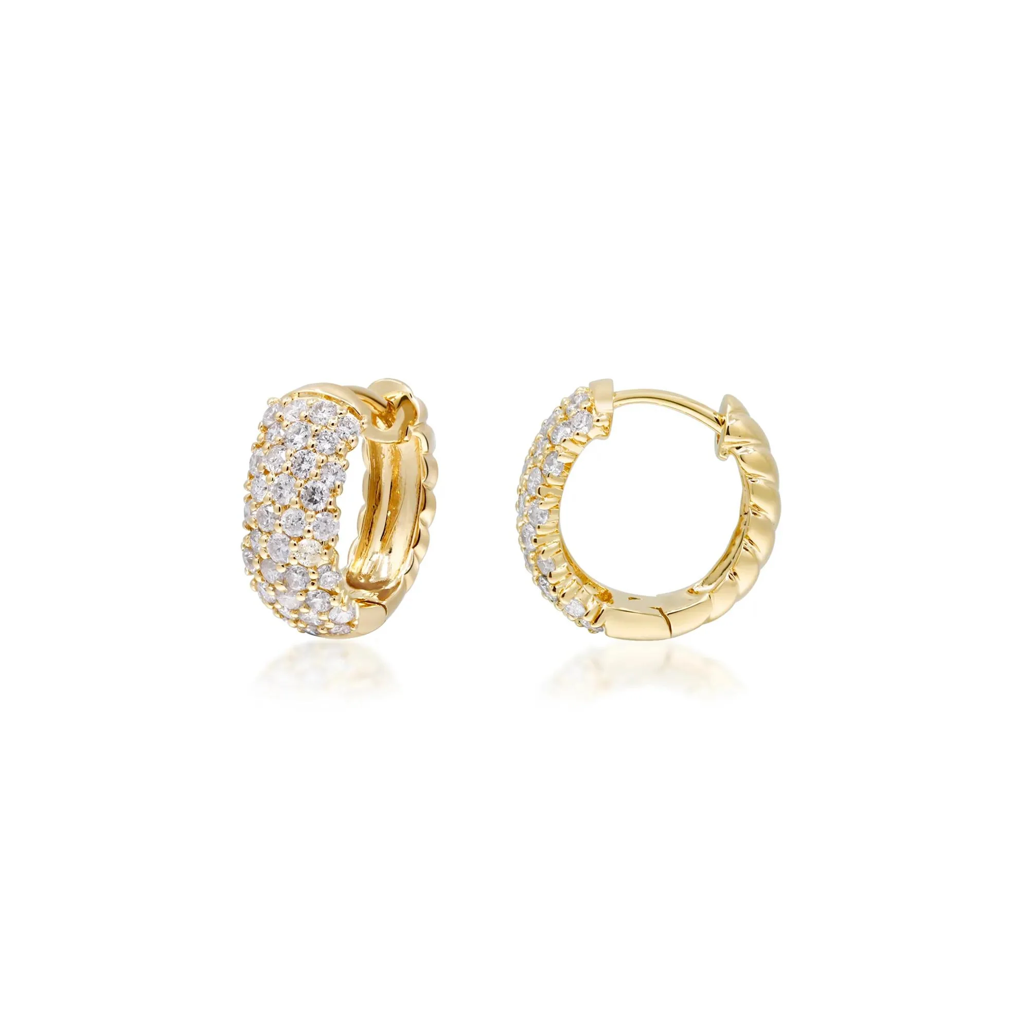 1 CT. Tw. Diamond Reversible Hoop Earrings 10K Yellow Gold Size 10.00mm - Image 2
