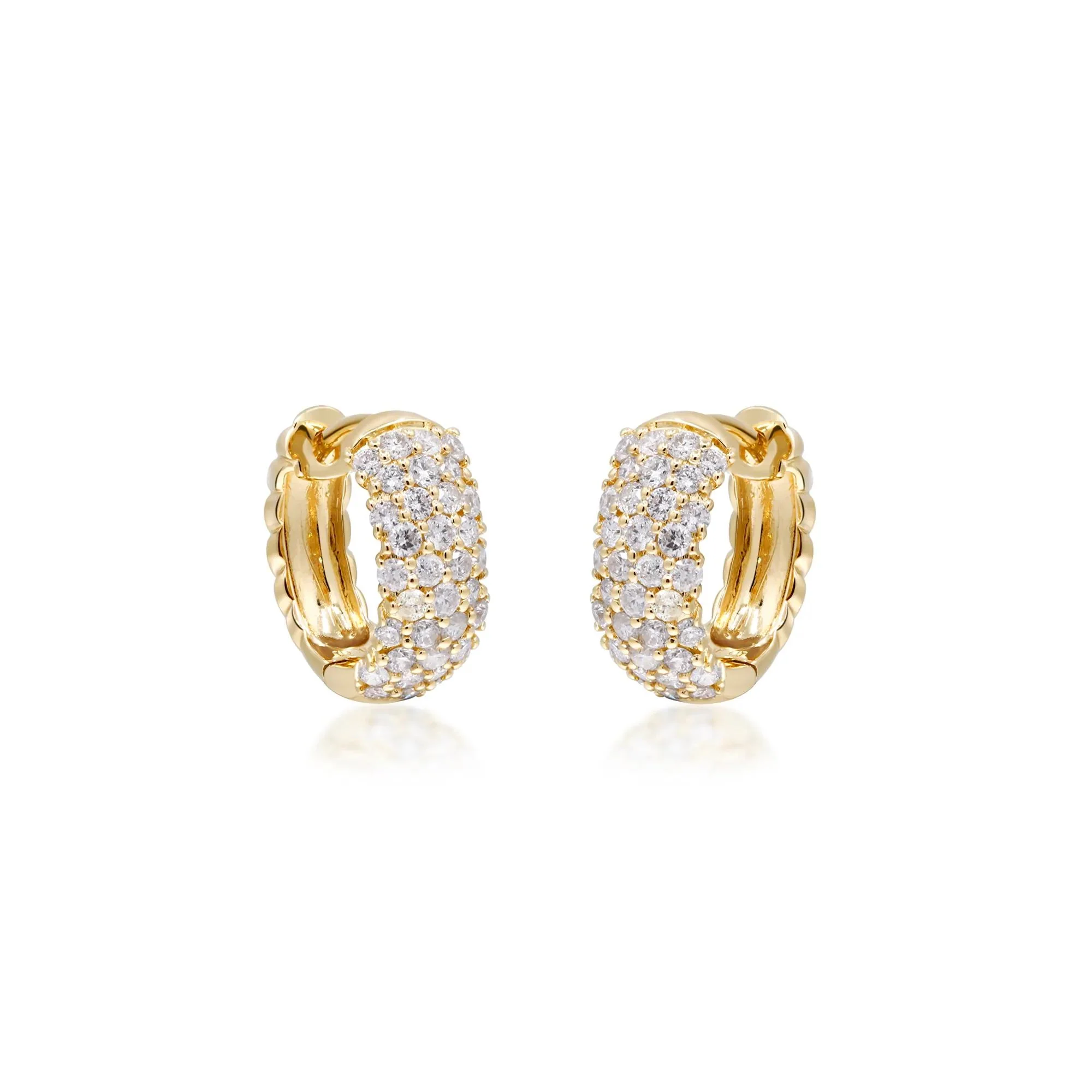1 CT. Tw. Diamond Reversible Hoop Earrings 10K Yellow Gold Size 10.00mm - Image 3