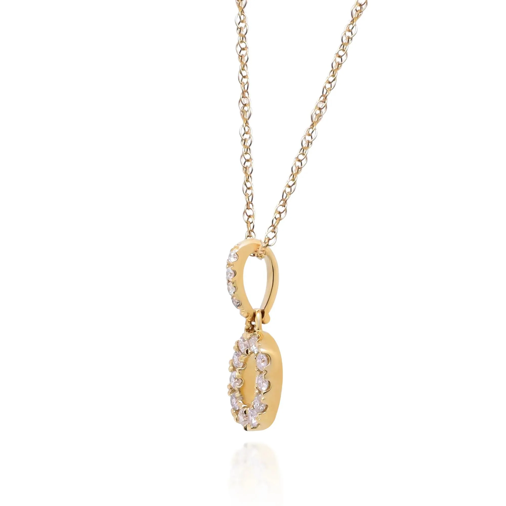 1/10 CT. Tw. Diamond O Initial Pendant Necklace 10K Yellow Gold Size 18" - Image 2