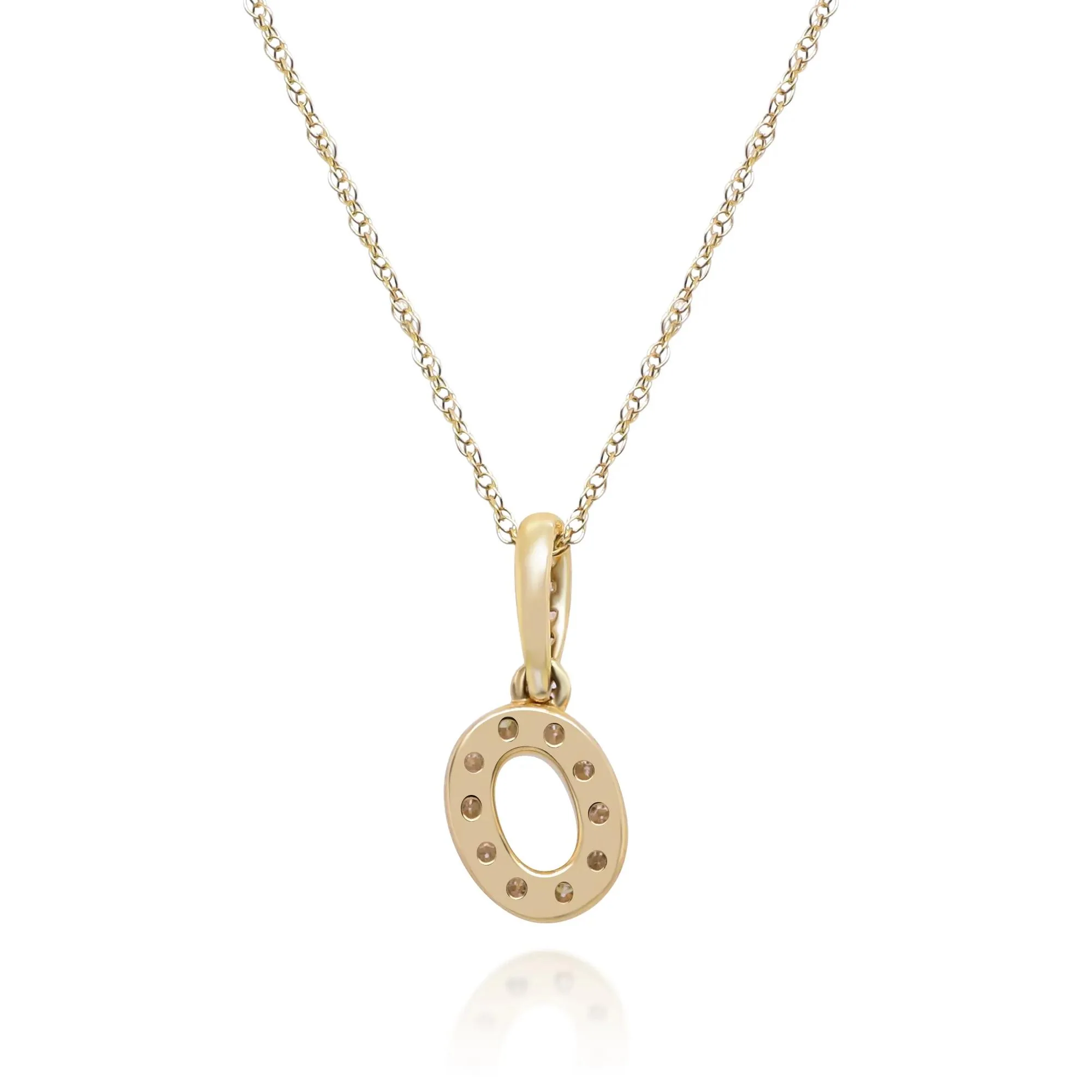 1/10 CT. Tw. Diamond O Initial Pendant Necklace 10K Yellow Gold Size 18" - Image 4