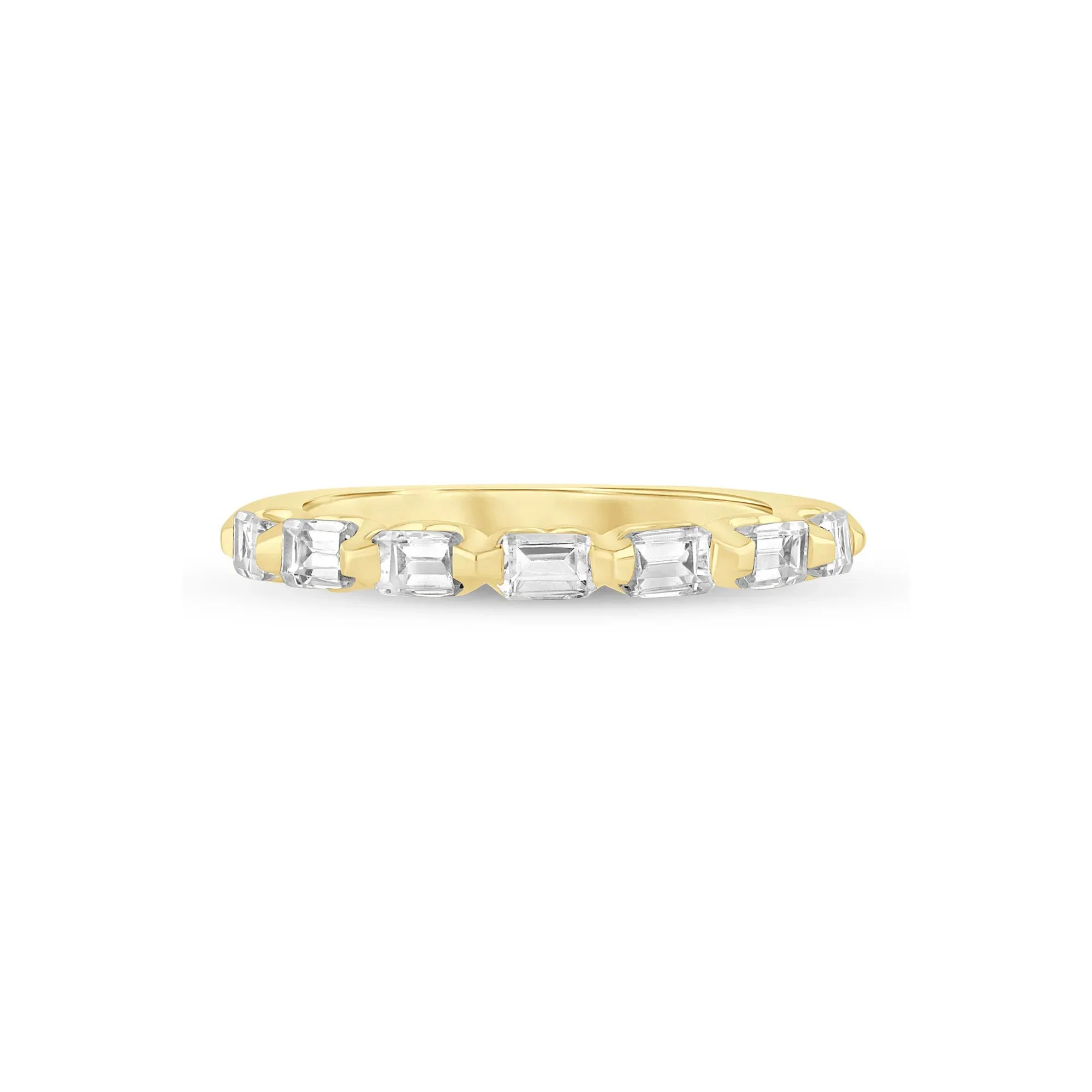 1 CT. Tw. Lab Grown Diamond Emerald-Cut Shared Prong Anniversary Band Ring 14K Yellow Gold Size 6.5 2mm