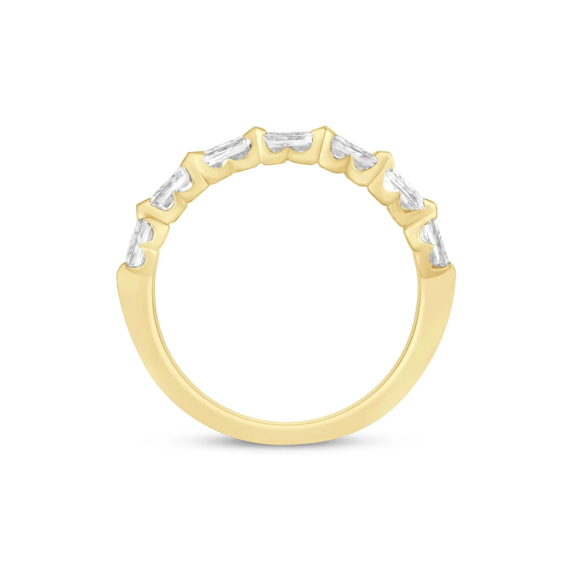 1 CT. Tw. Lab Grown Diamond Emerald-Cut Shared Prong Anniversary Band Ring 14K Yellow Gold Size 7.5 2mm - Image 3