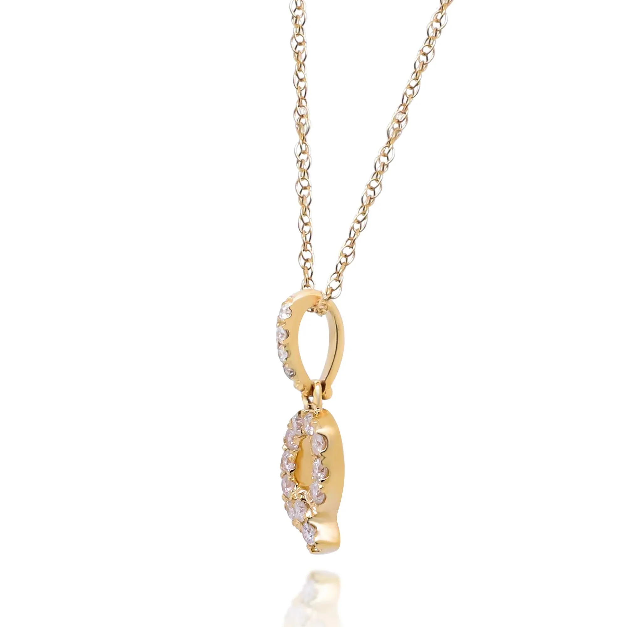 1/10 CT. Tw. Diamond Q Initial Pendant Necklace 10K Yellow Gold Size 18" - Image 2