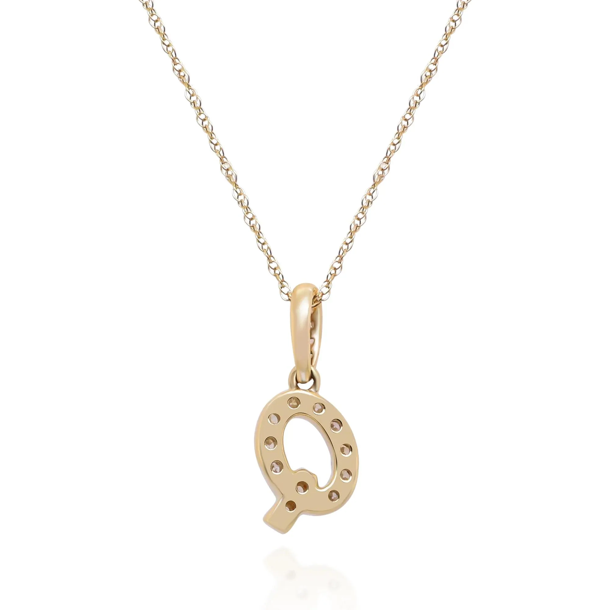 1/10 CT. Tw. Diamond Q Initial Pendant Necklace 10K Yellow Gold Size 18" - Image 4
