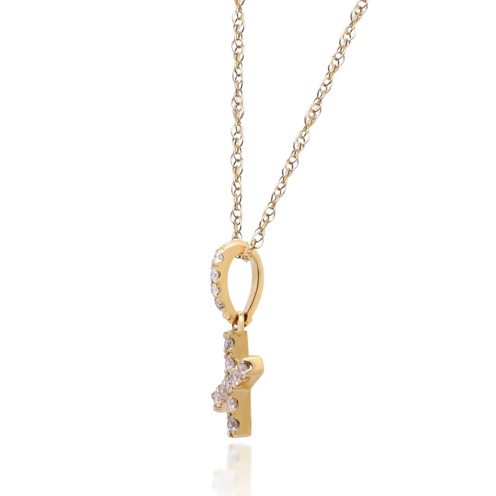 1/10 CT. Tw. Diamond X Initial Pendant Necklace 10K Yellow Gold Size 18" - Image 2