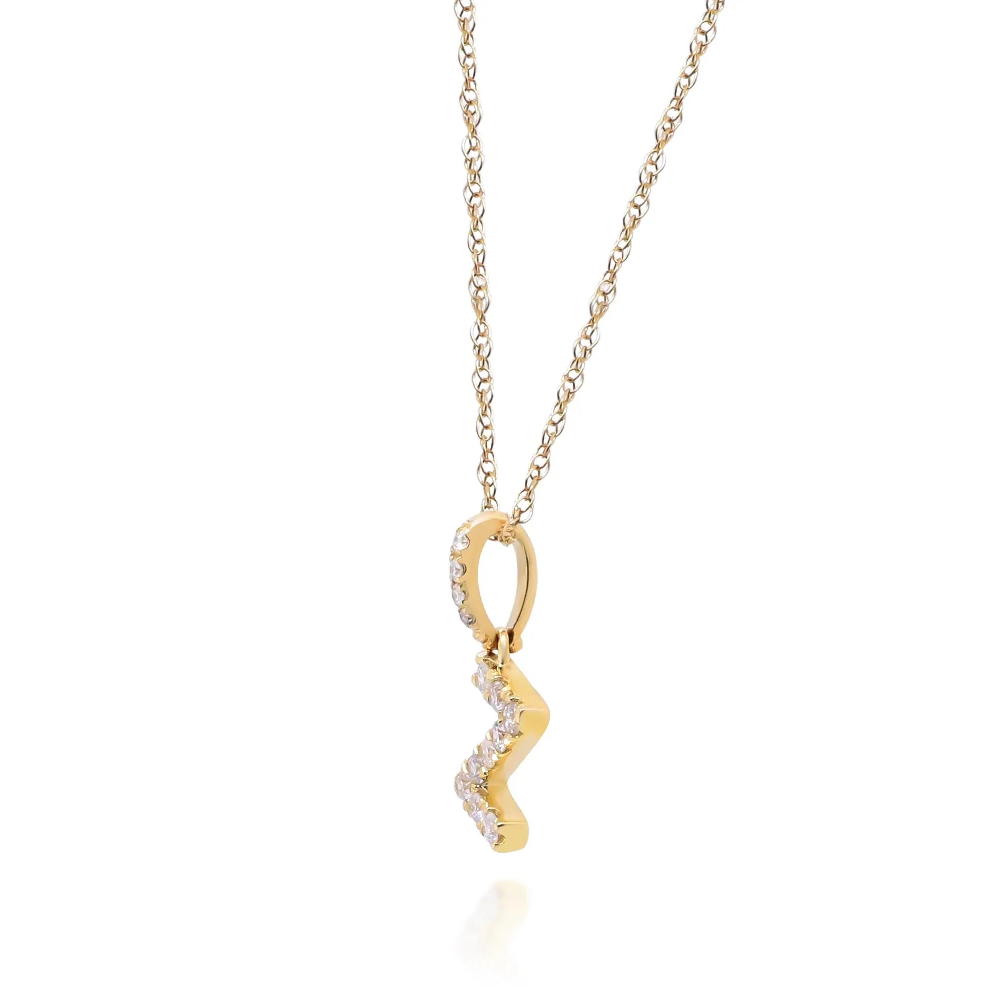 1/10 CT. Tw. Diamond Z Initial Pendant Necklace 10K Yellow Gold Size 18" - Image 2