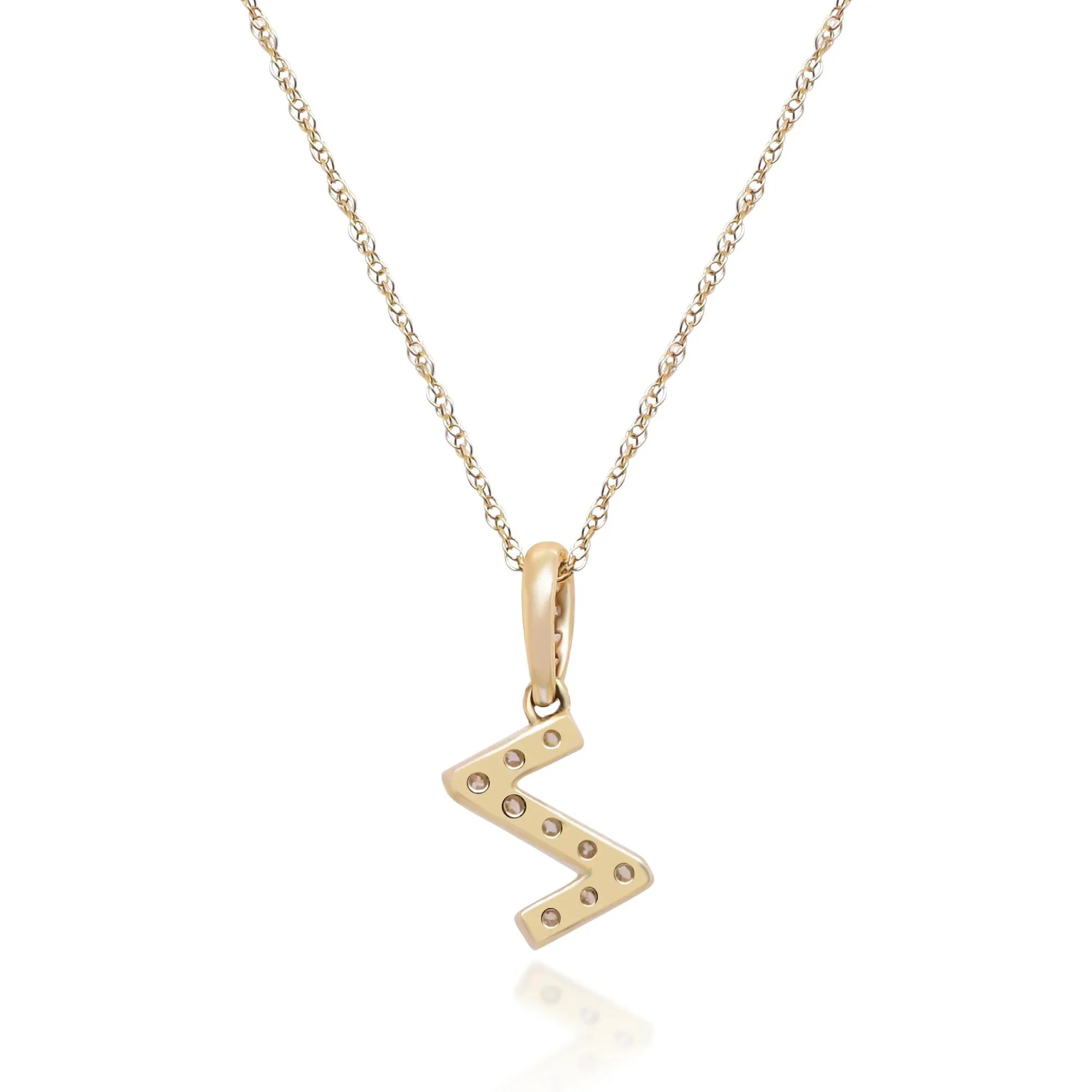 1/10 CT. Tw. Diamond Z Initial Pendant Necklace 10K Yellow Gold Size 18" - Image 3