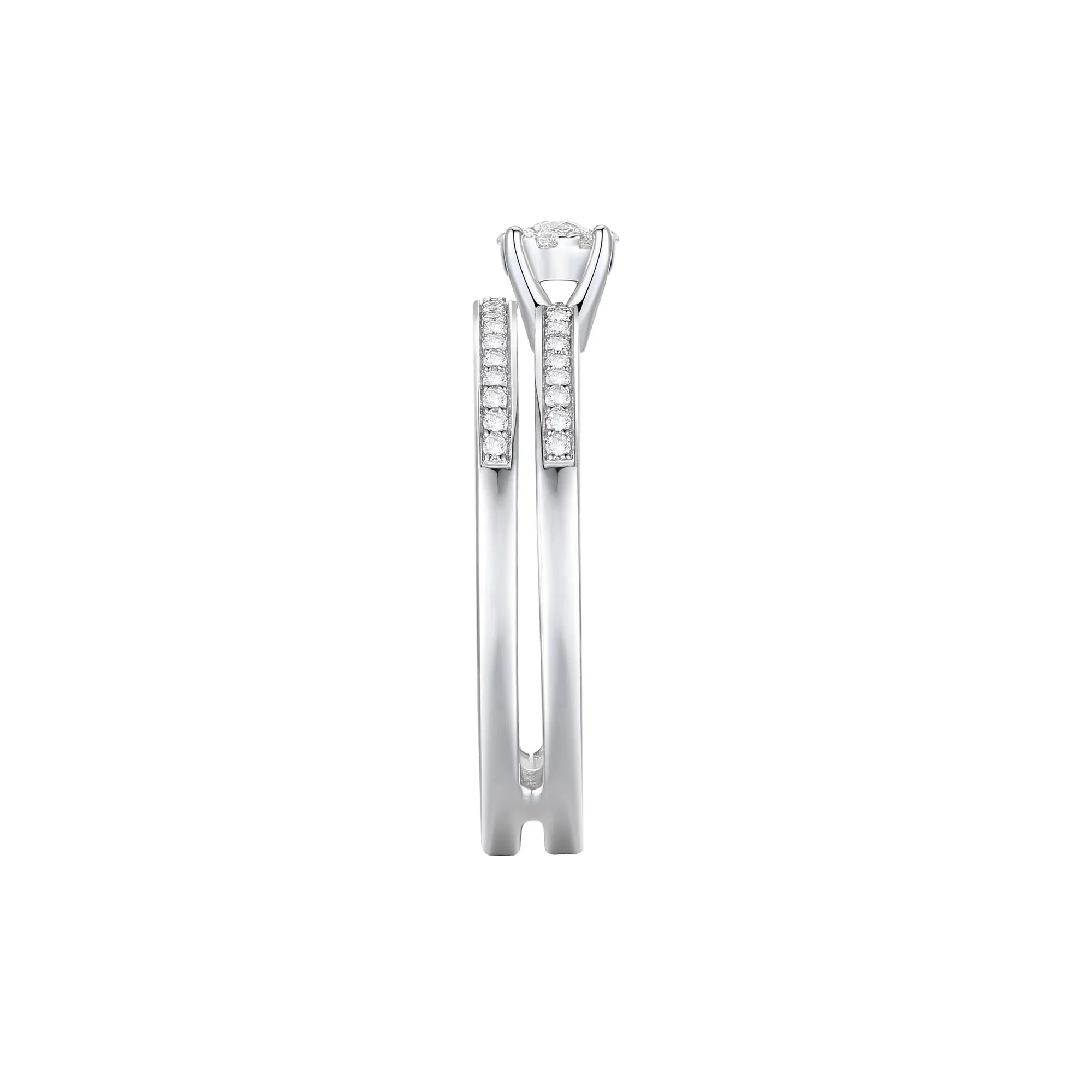 1/4 CT. Tw. Diamond Double-Row Halo Promise Ring .925 Sterling Silver White Size 6 1mm - Image 3