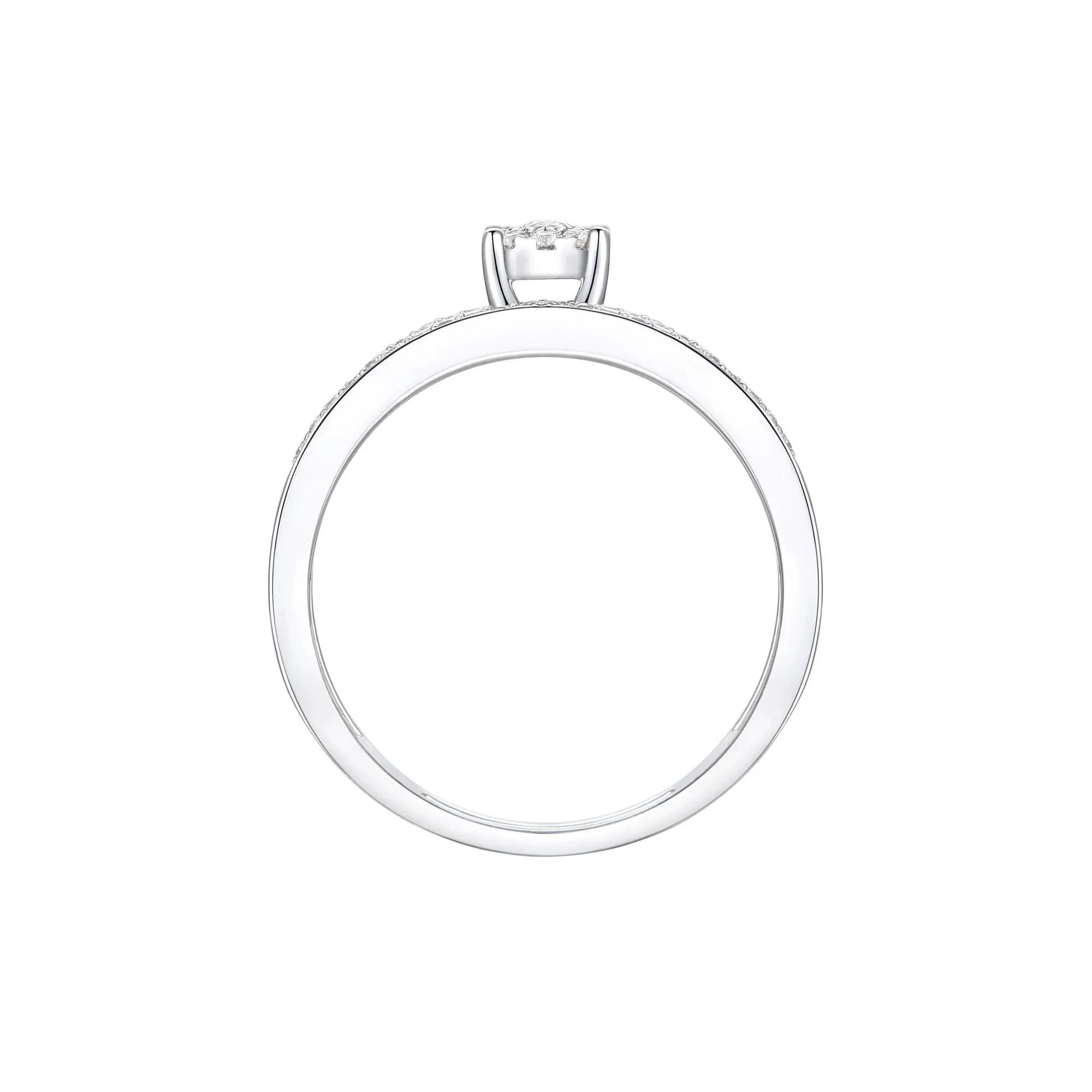 1/4 CT. Tw. Diamond Double-Row Halo Promise Ring .925 Sterling Silver White Size 8 1mm - Image 2