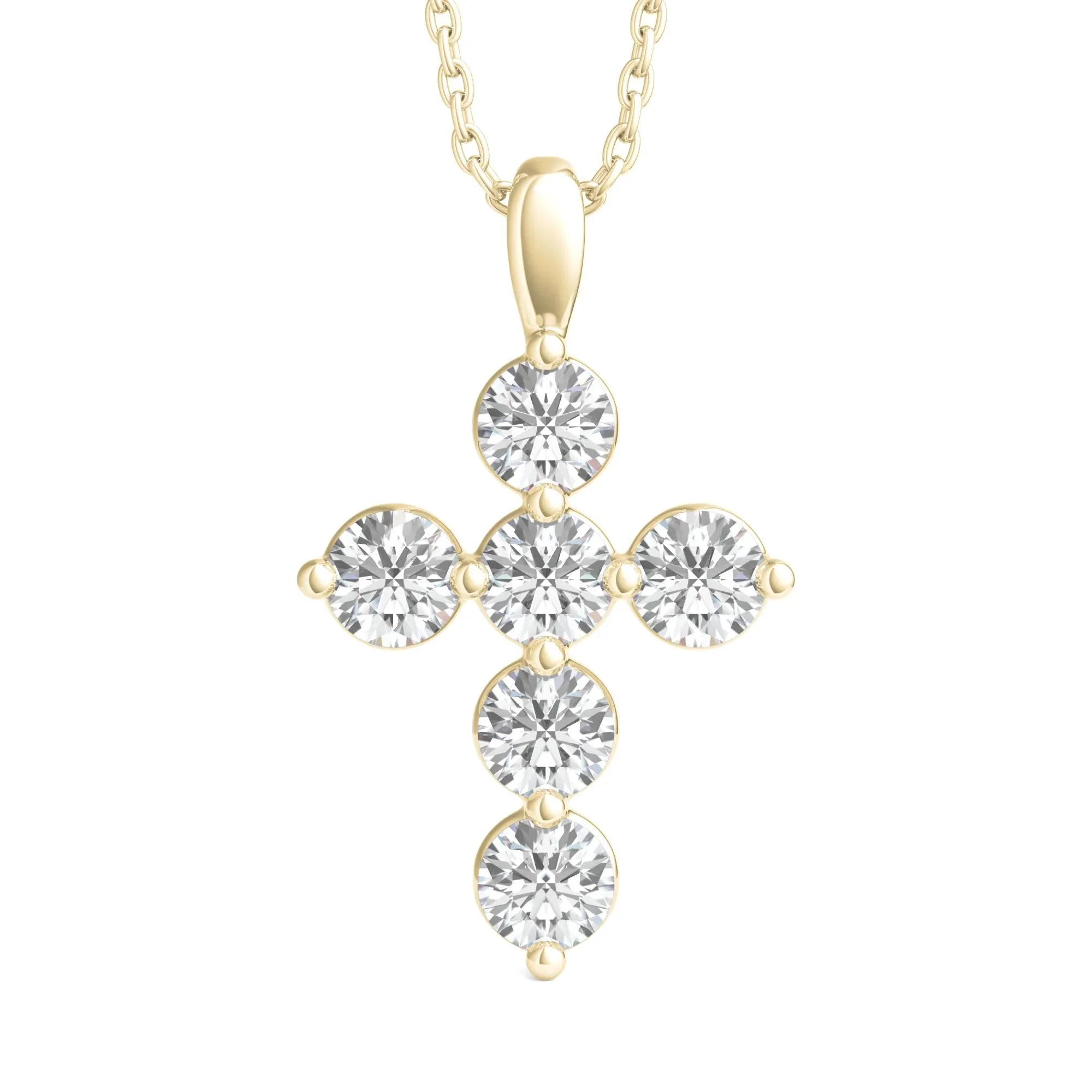 1 CT. Tw. Lab Grown Diamond Cross Pendant Necklace 14K Yellow Gold Size 18"