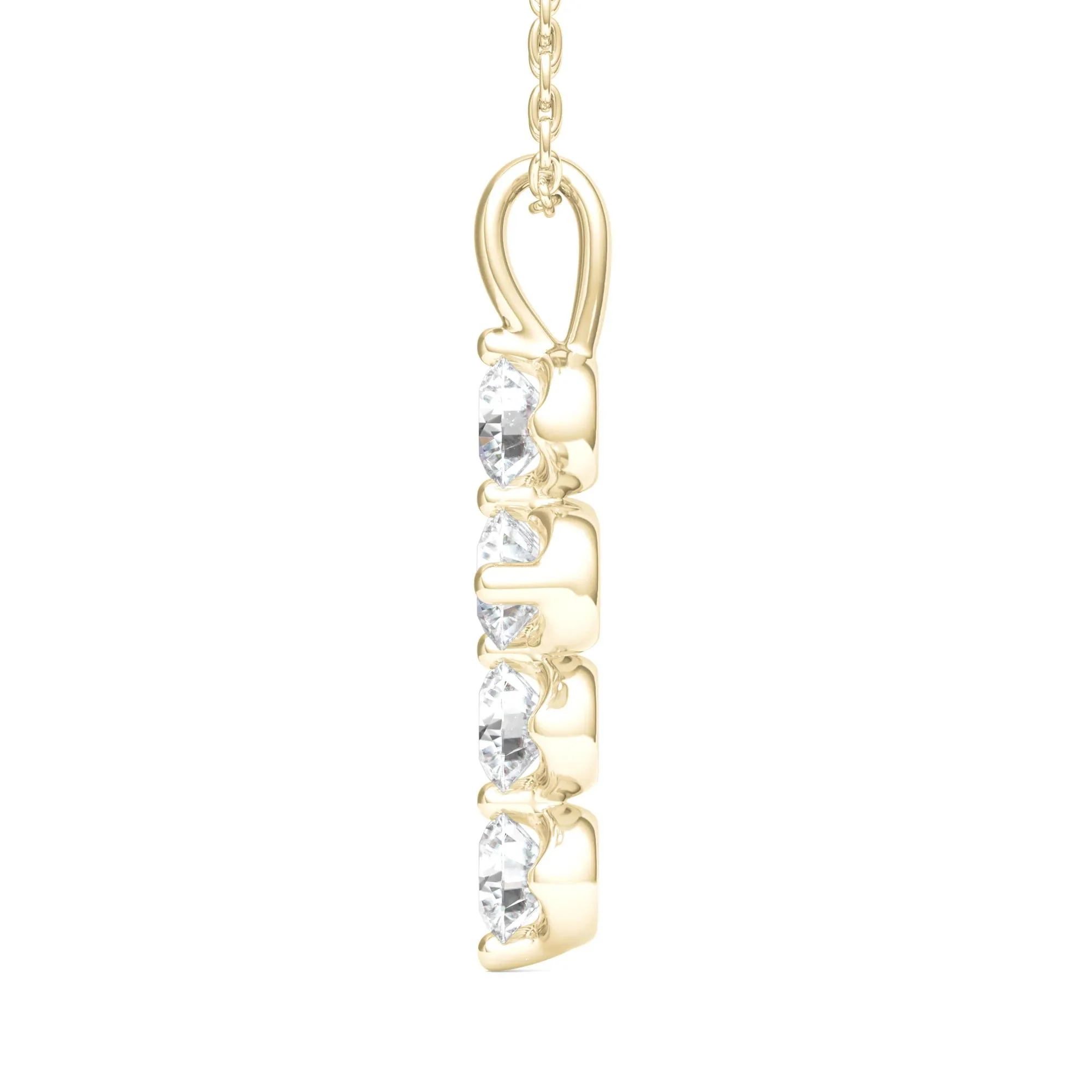 1 CT. Tw. Lab Grown Diamond Cross Pendant Necklace 14K Yellow Gold Size 18" - Image 2