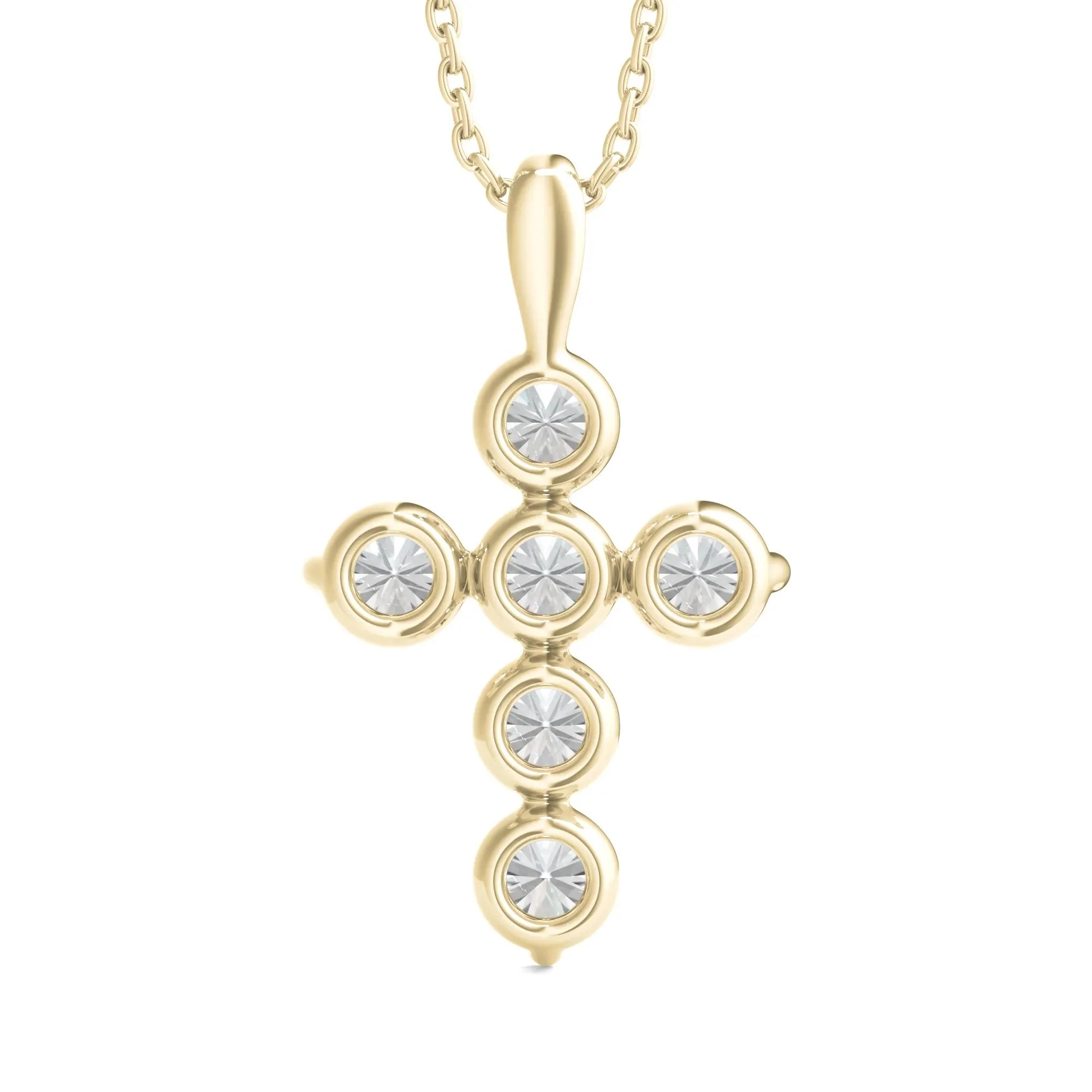 1 CT. Tw. Lab Grown Diamond Cross Pendant Necklace 14K Yellow Gold Size 18" - Image 3