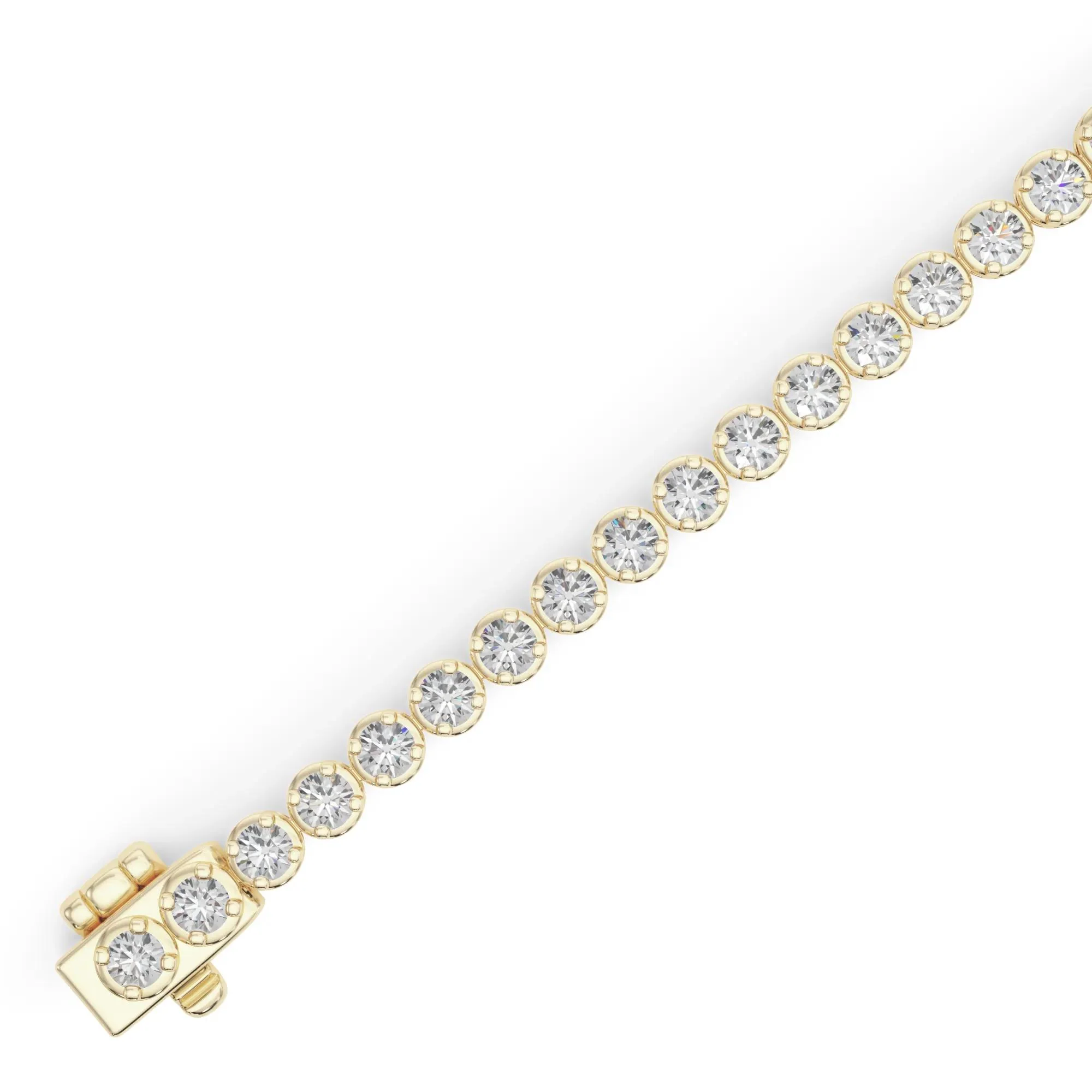 7 1/3 CT. Tw. Lab Grown Diamond Tennis Bracelet 14K Yellow Gold Size 2.00mm - Image 3
