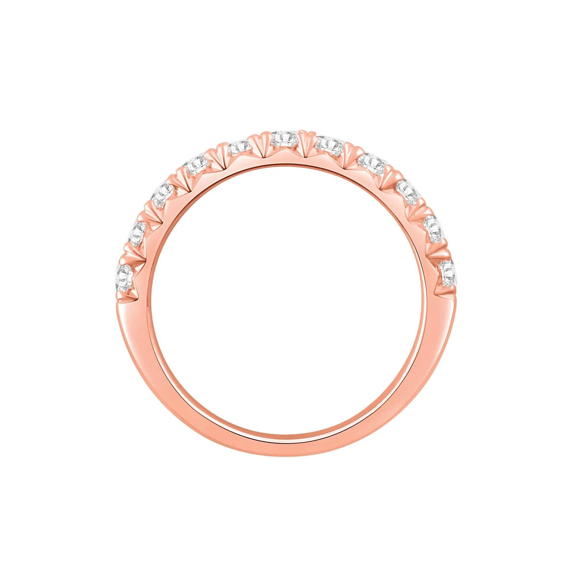 1 CT. Tw. Lab Grown French Pavé Diamond Band Ring 14K Rose Gold Round Brilliant Cut Size 8 - Image 2