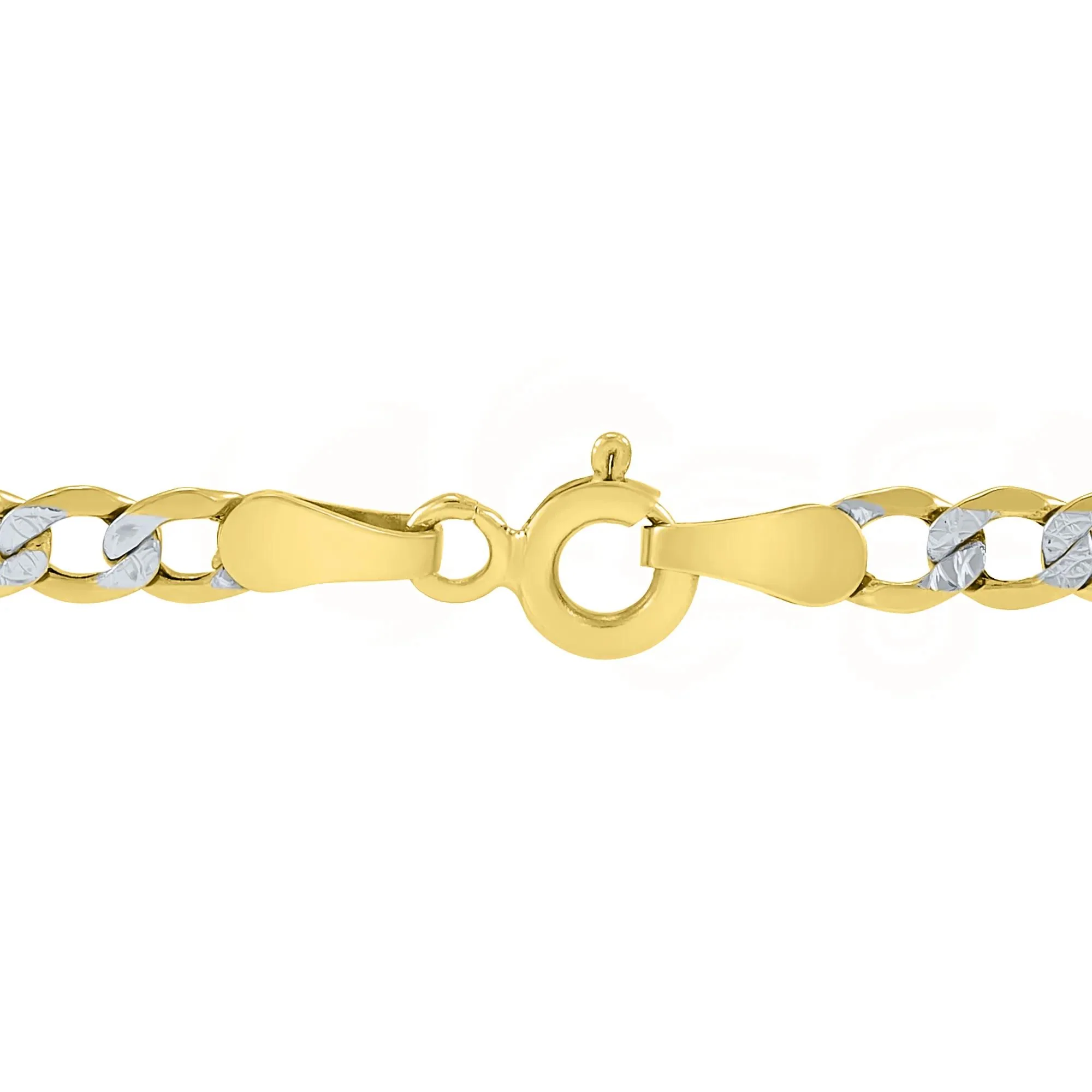 Pave Diamond-Cut Figaro Chain 14K Yellow Gold Necklace Size 18" - Image 3