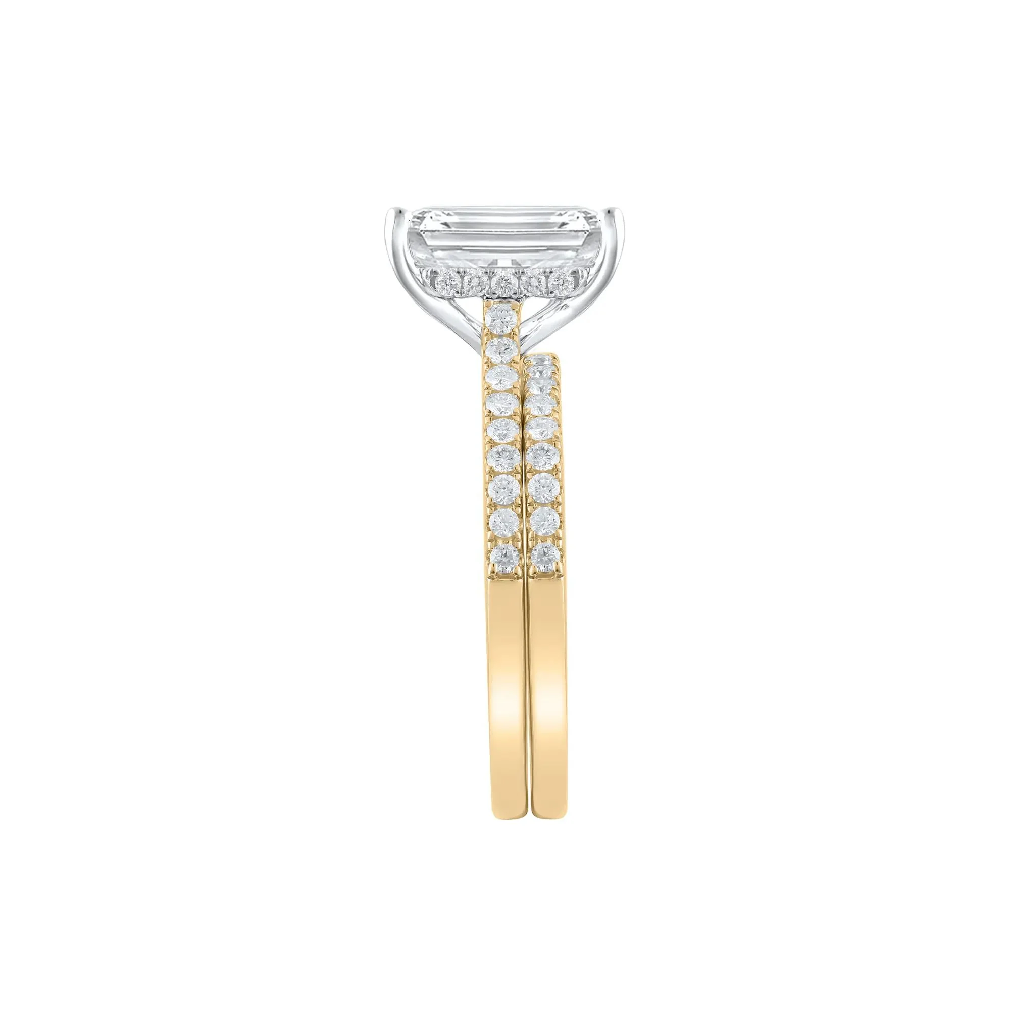 Lab Grown Diamond Emerald-Cut Wedding Set 14K Yellow Gold (3 ½ CT. Tw.) Ring Size 5 - Image 3