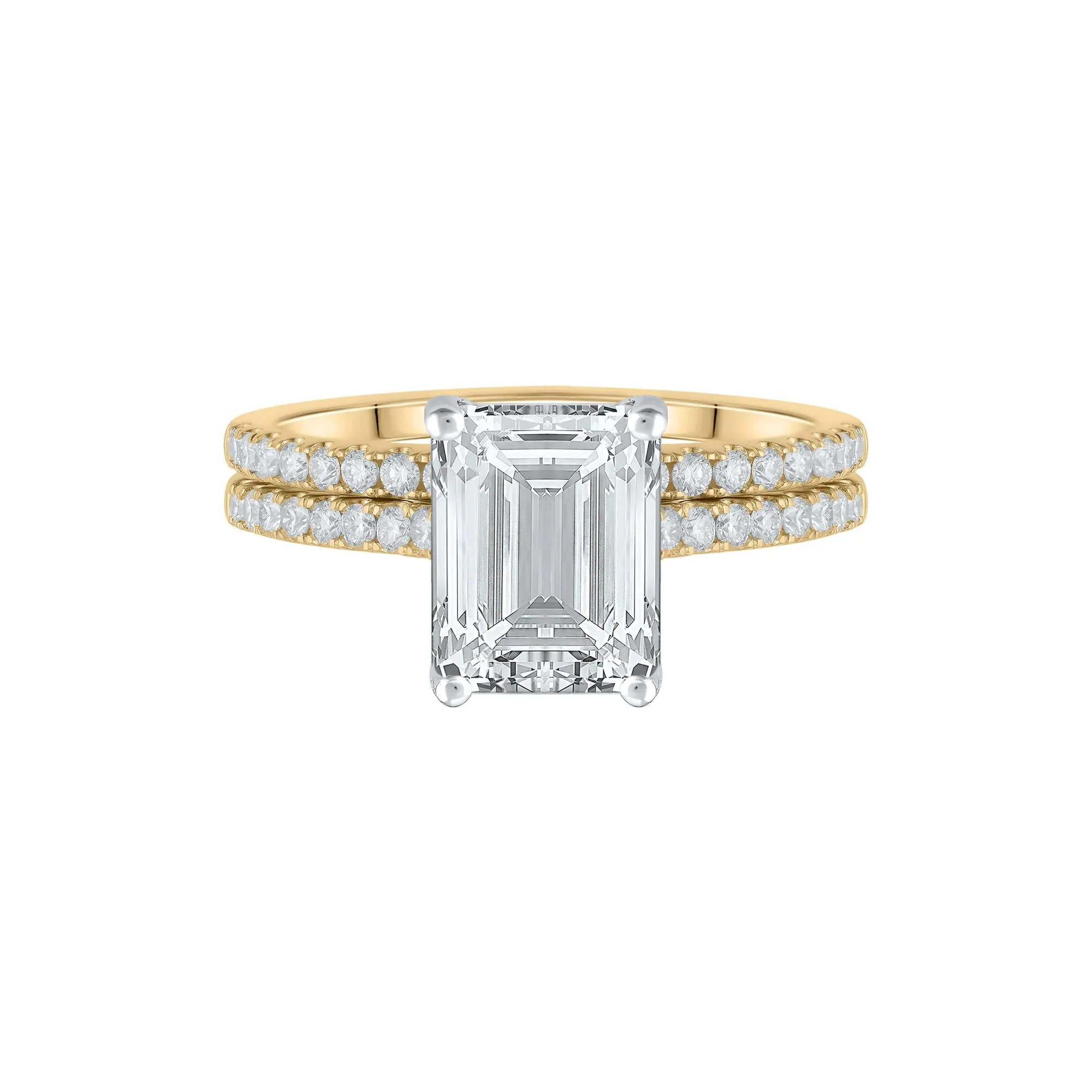 Lab Grown Diamond Emerald-Cut Wedding Set 14K Yellow Gold (3 ½ CT. Tw.) Ring Size 8.5