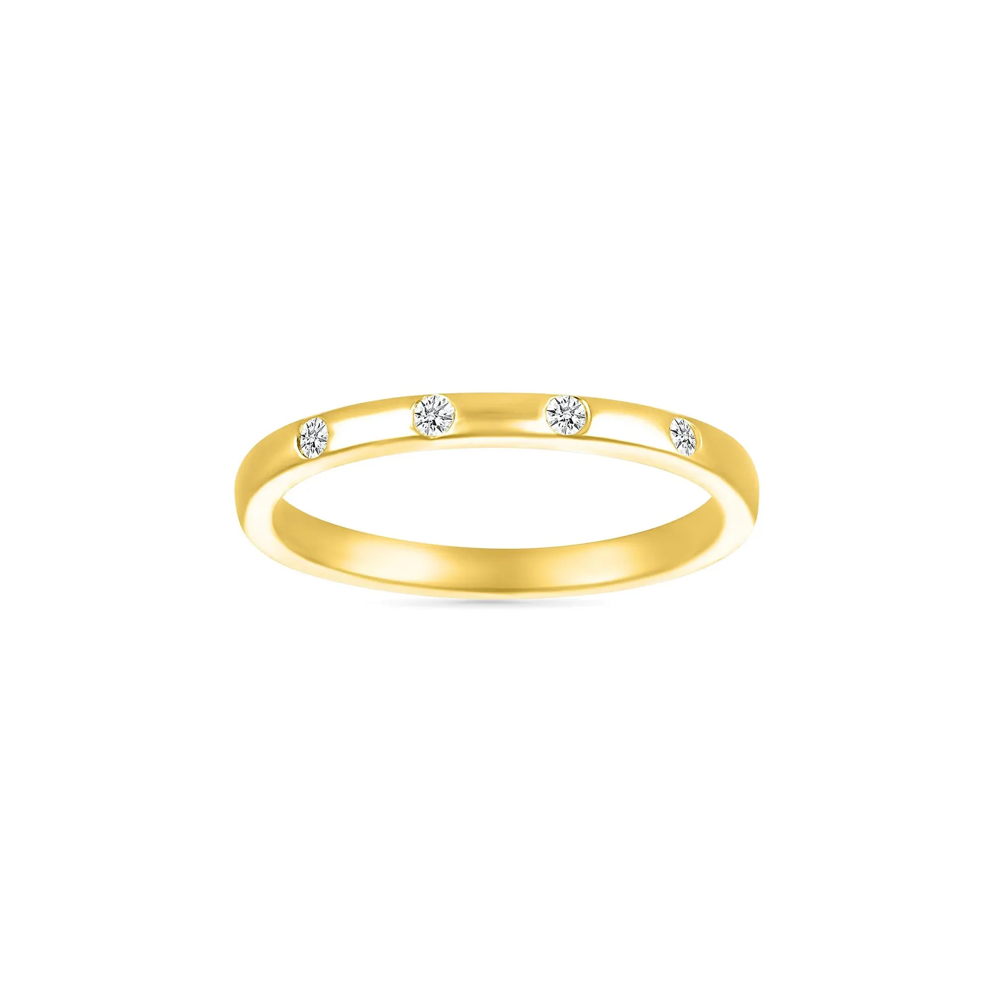 Diamond Accent Burnished Band Ring 10K Yellow Gold Round Brilliant Cut Size 6 - Image 4