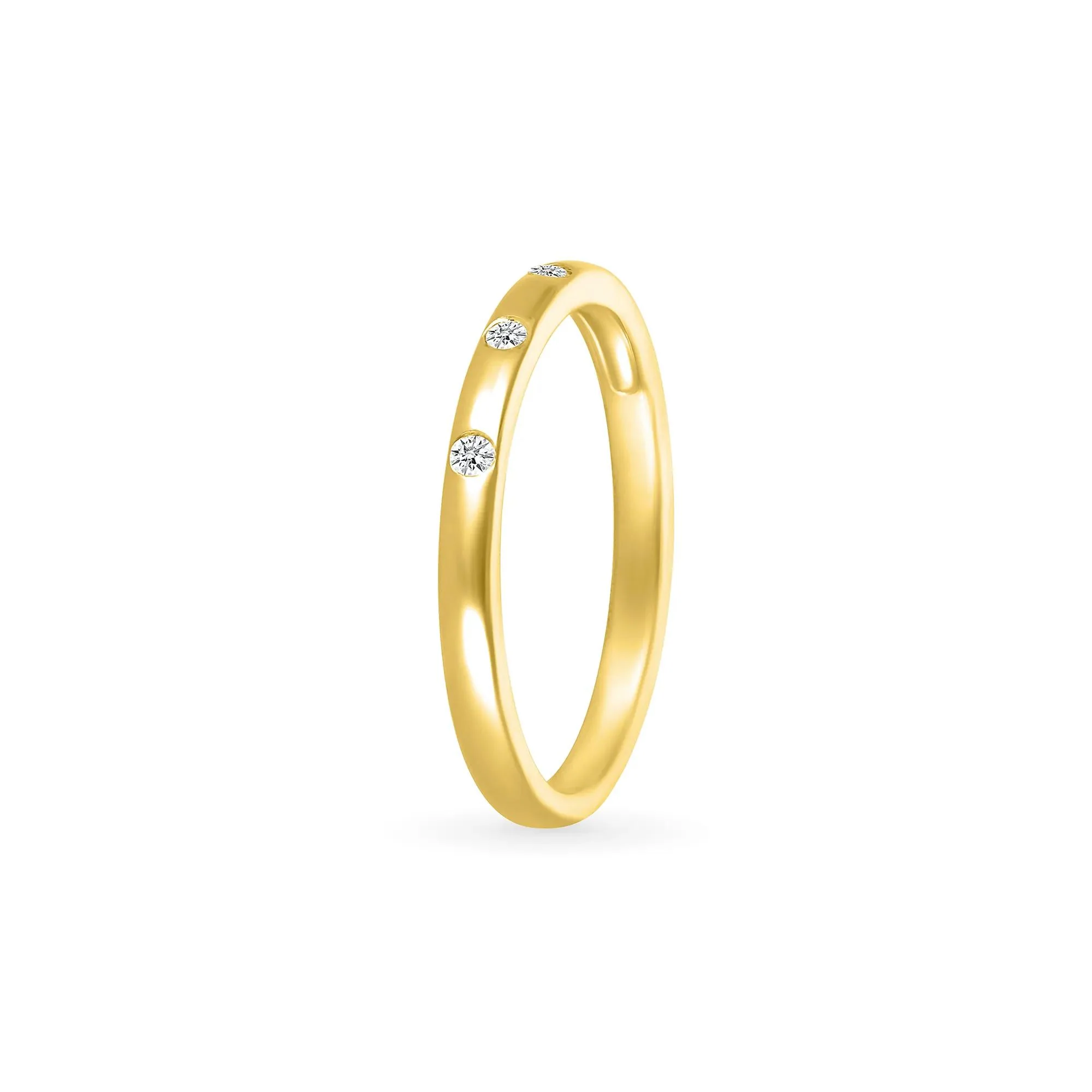 Diamond Accent Burnished Band Ring 10K Yellow Gold Round Brilliant Cut Size 7 - Image 5