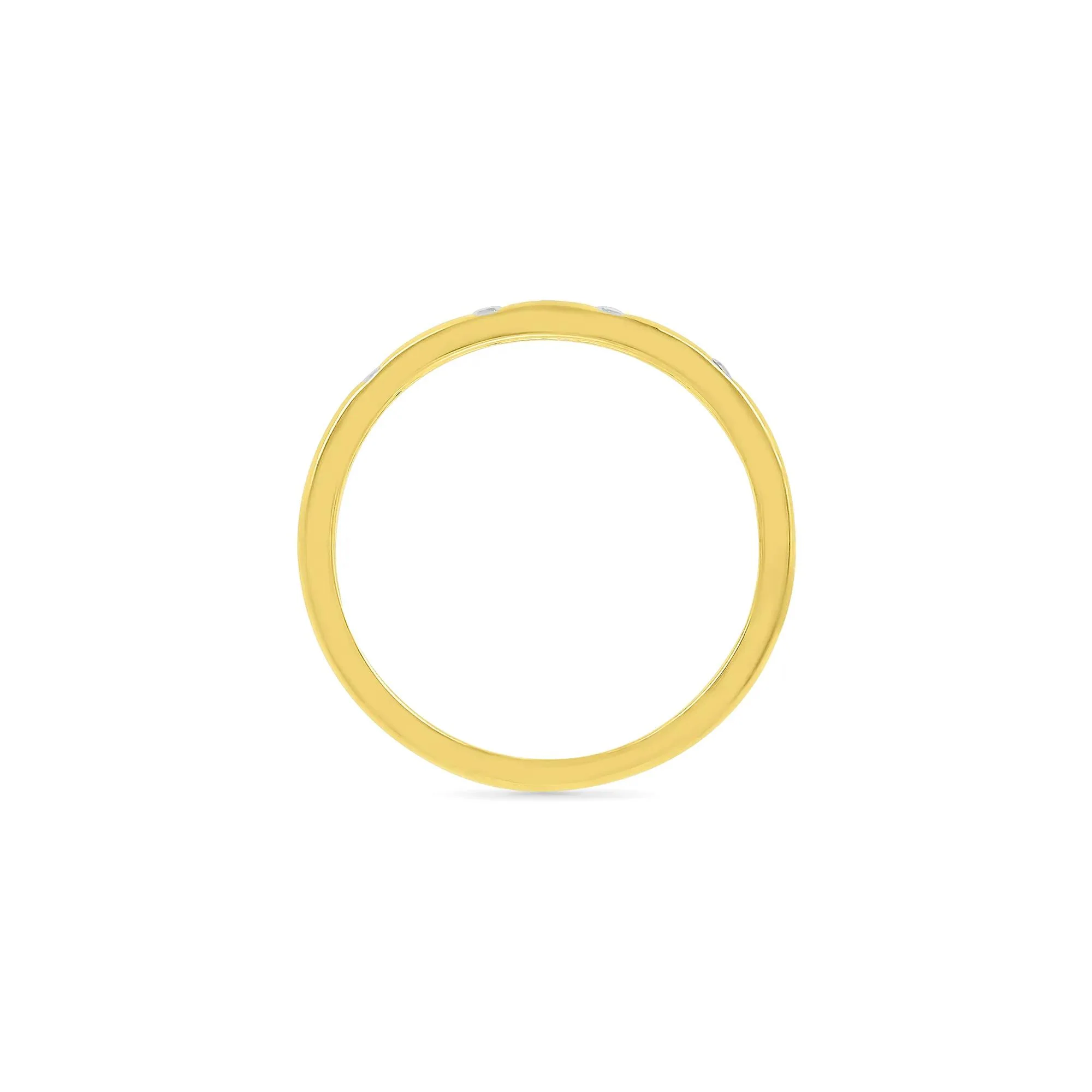 Diamond Accent Burnished Band Ring 10K Yellow Gold Round Brilliant Cut Size 7.5 - Image 2