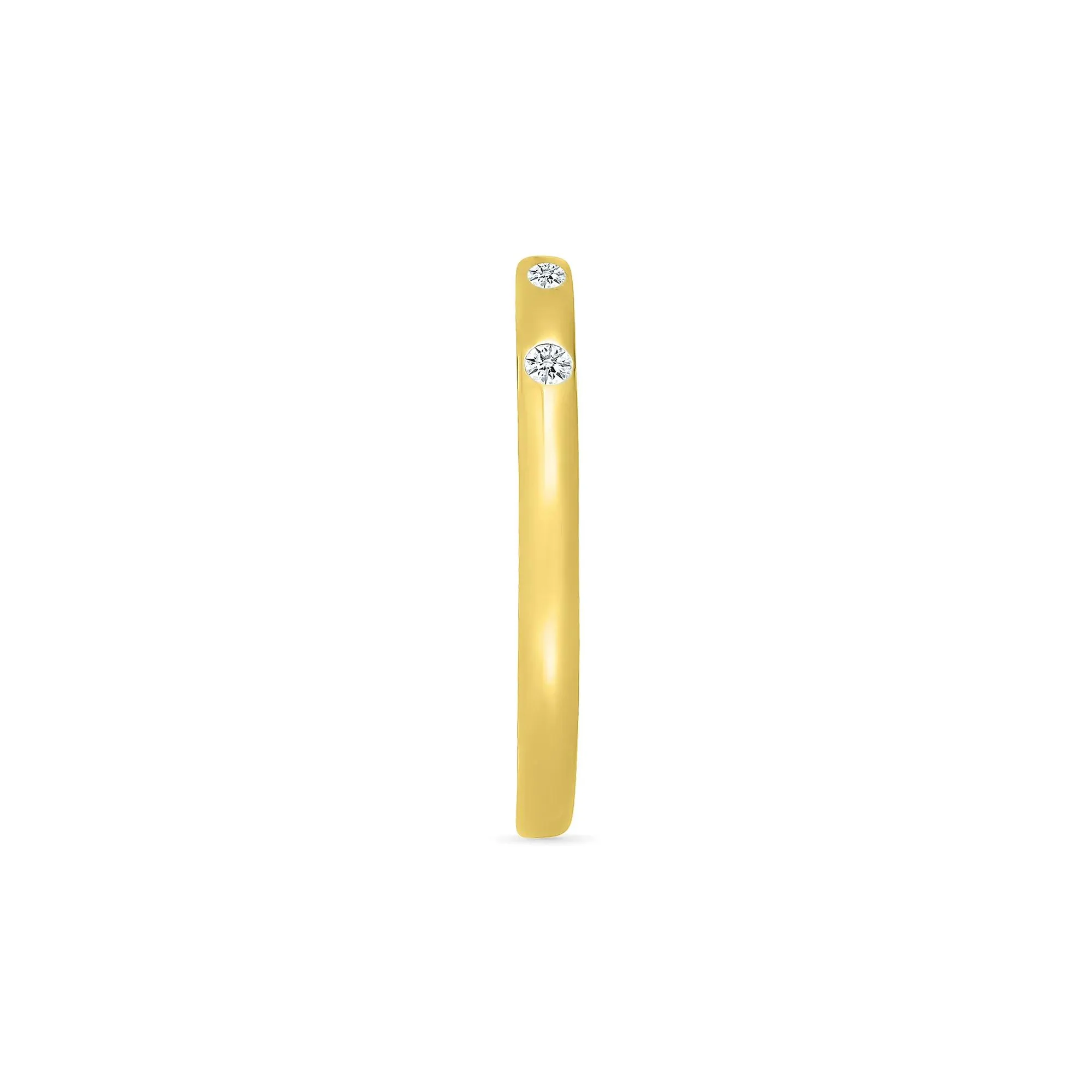Diamond Accent Burnished Band Ring 10K Yellow Gold Round Brilliant Cut Size 8 - Image 3