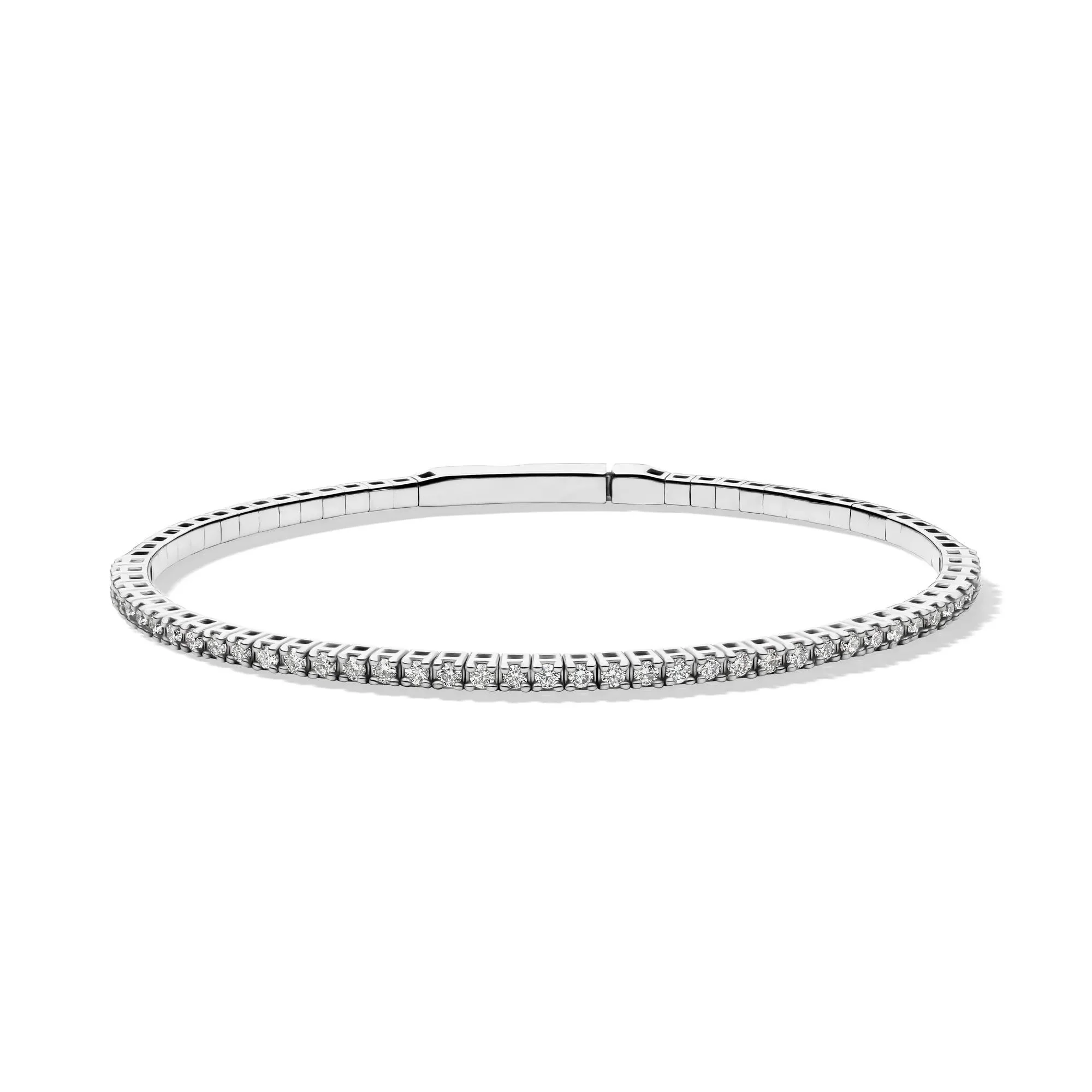 1 CT. Tw. Diamond Flex Bangle Bracelet 10K White Gold Size 50.00mm