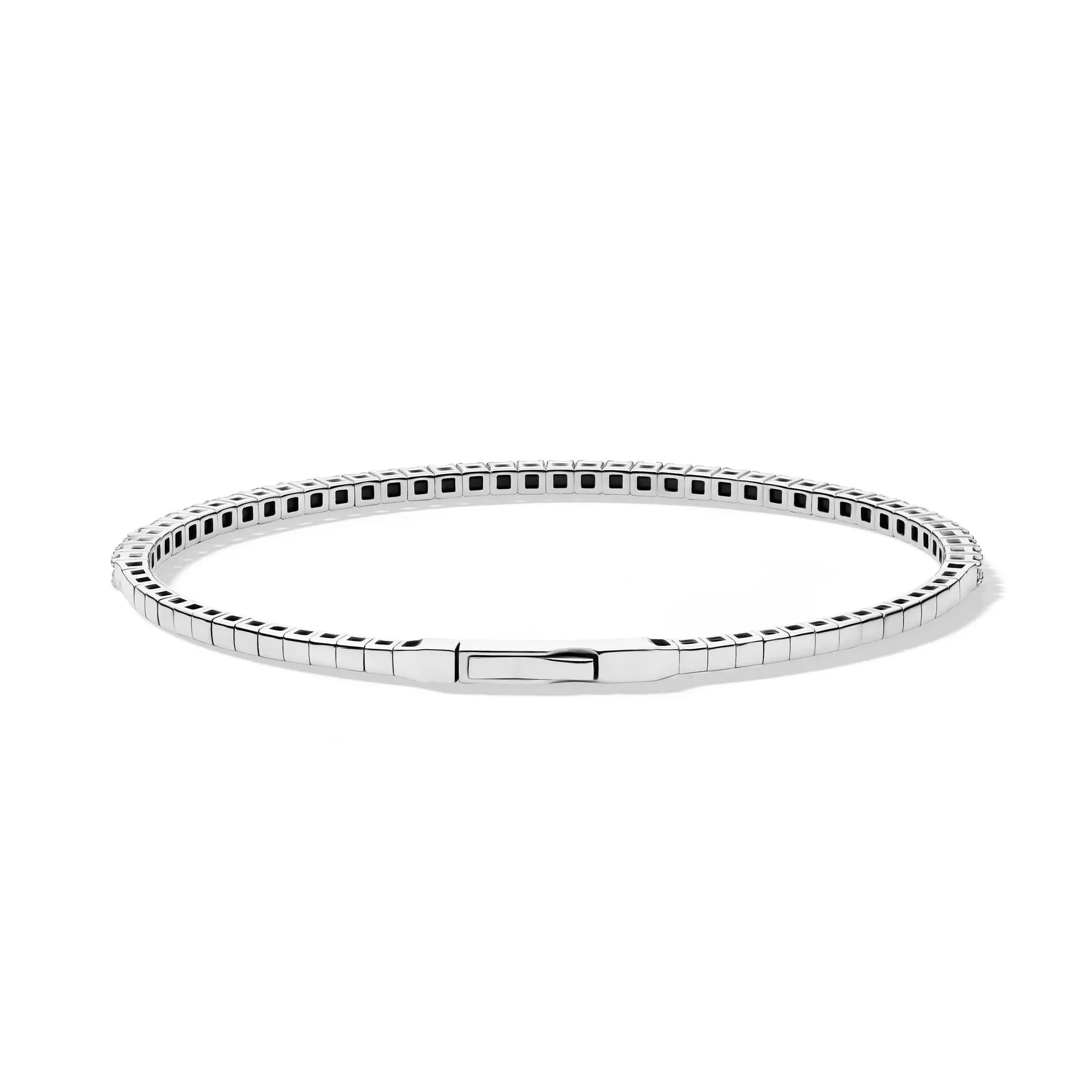 1 CT. Tw. Diamond Flex Bangle Bracelet 10K White Gold Size 50.00mm - Image 2