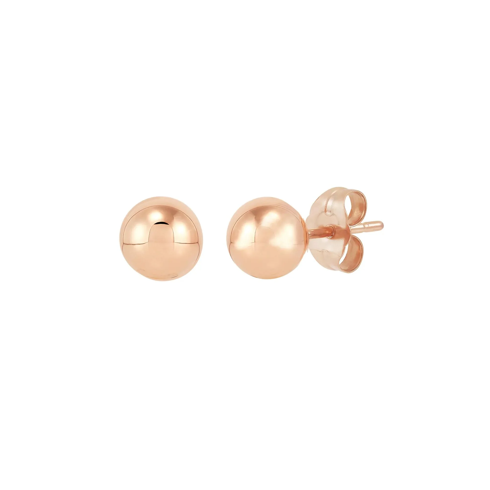 Polished Ball Stud Earring 14K Rose Gold Size 6.00mm