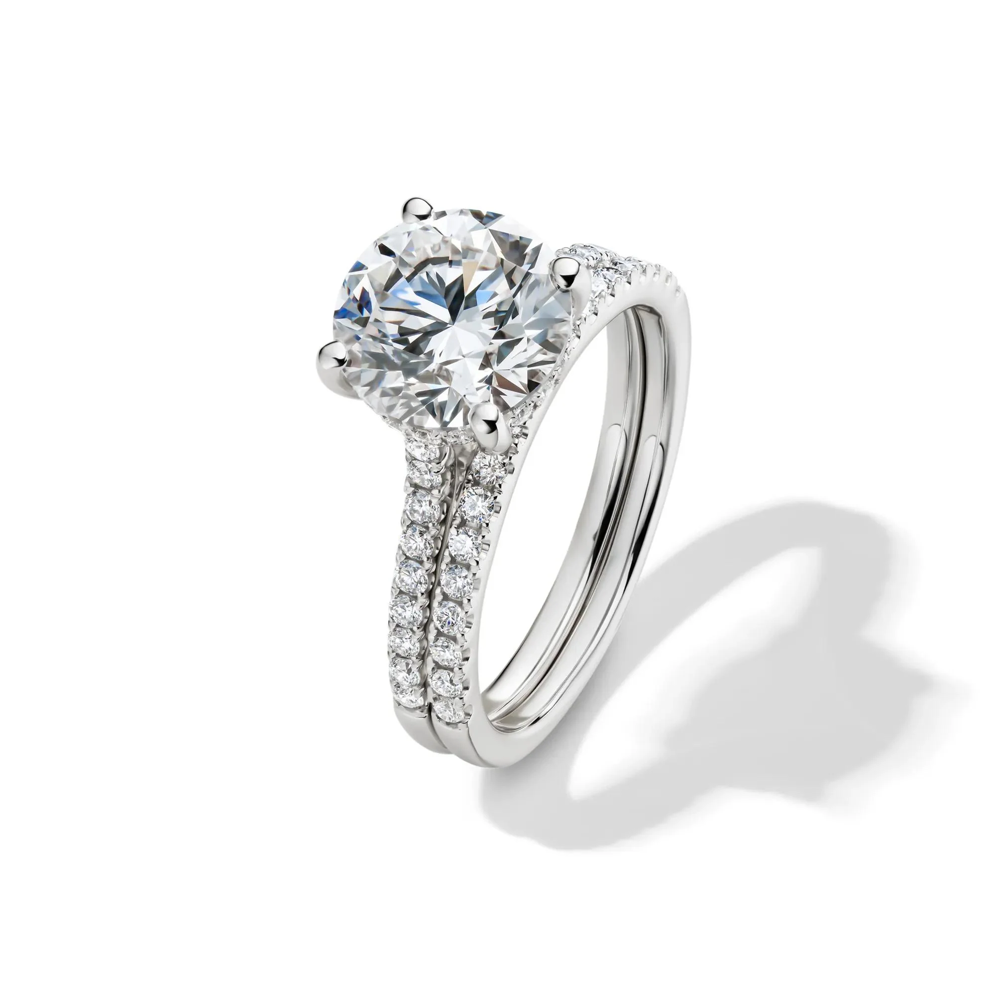 Lab Grown Diamond Wedding Set 14K White Gold (3 ½ CT. Tw.) Ring Round Brilliant Cut Size 6 - Image 5