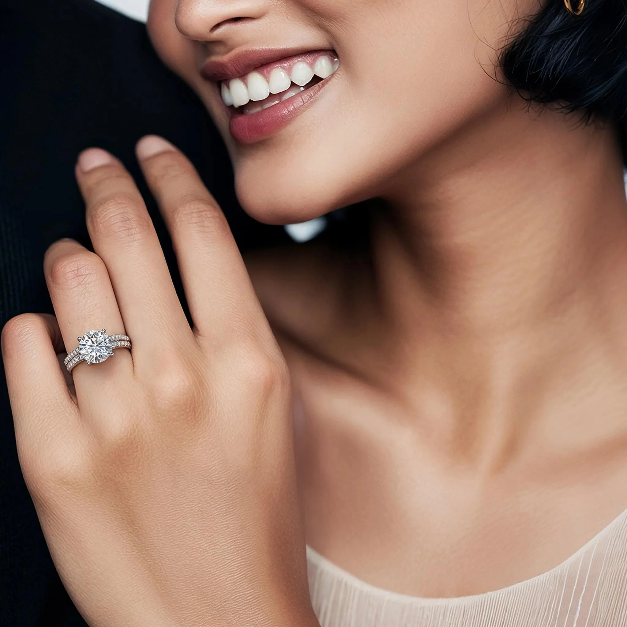 Lab Grown Diamond Wedding Set 14K White Gold (3 ½ CT. Tw.) Ring Round Brilliant Cut Size 7 - Image 7
