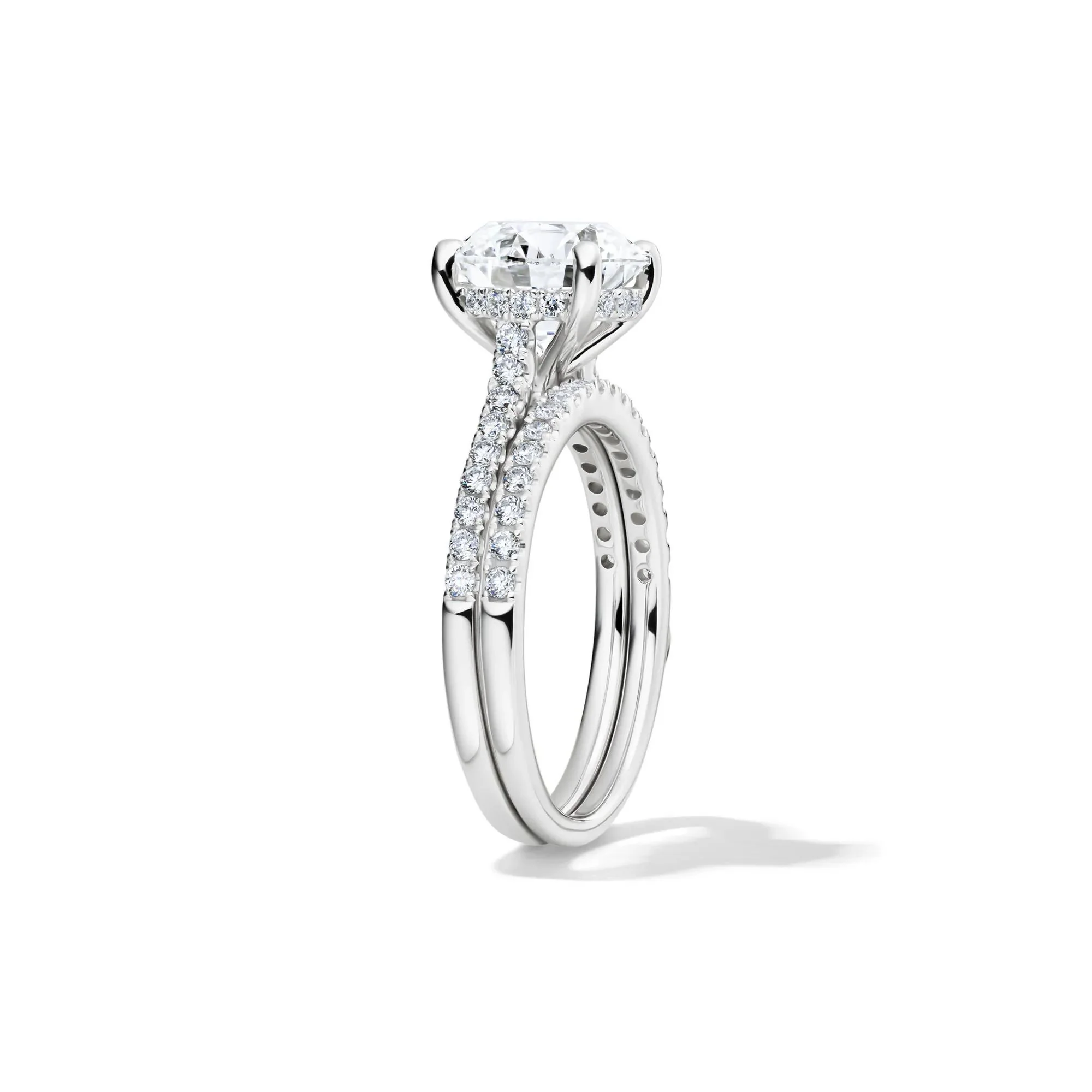 Lab Grown Diamond Wedding Set 14K White Gold (3 ½ CT. Tw.) Ring Round Brilliant Cut Size 8 - Image 3