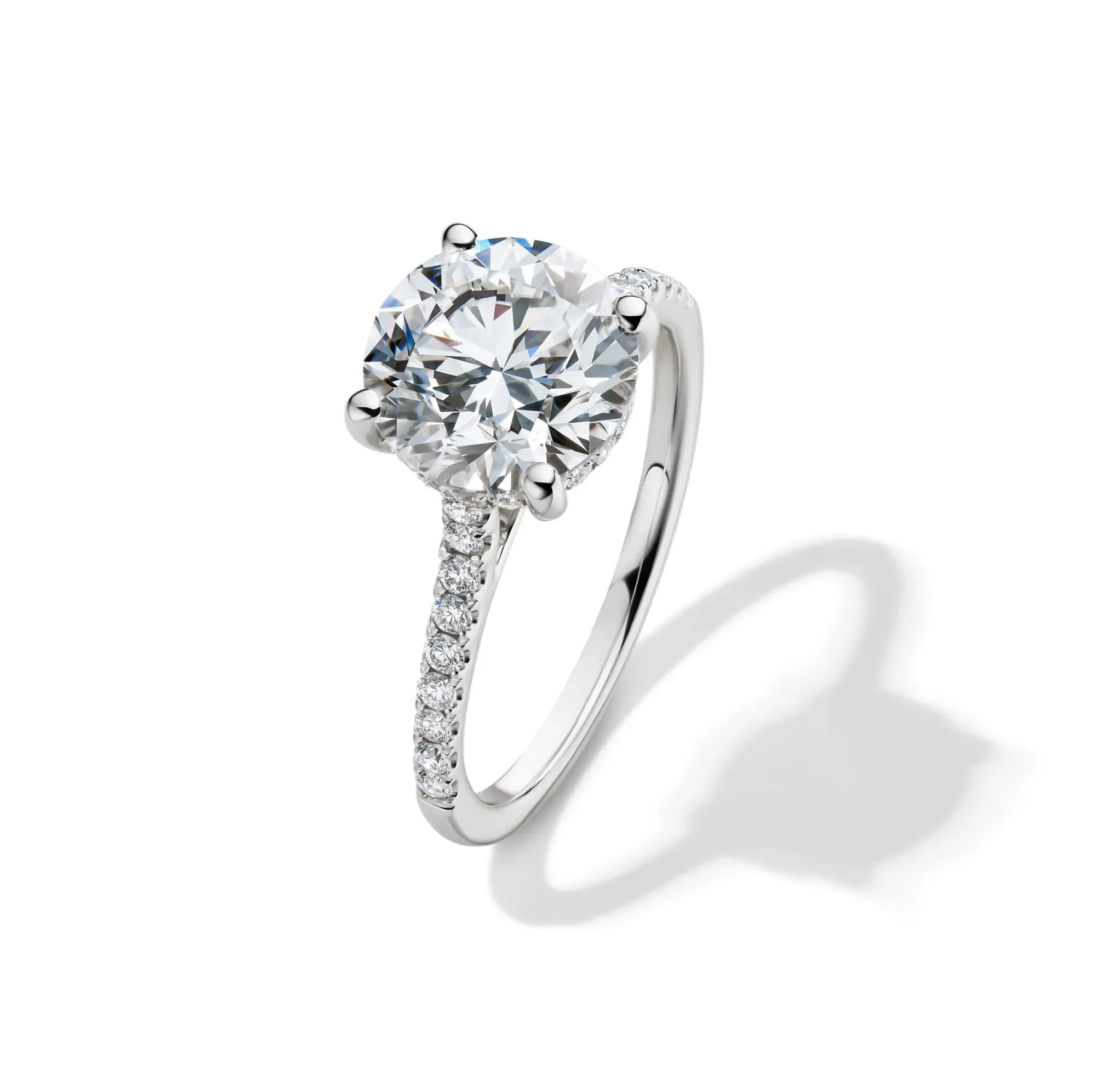 Lab Grown Diamond Wedding Set 14K White Gold (3 ½ CT. Tw.) Ring Round Brilliant Cut Size 9 - Image 4