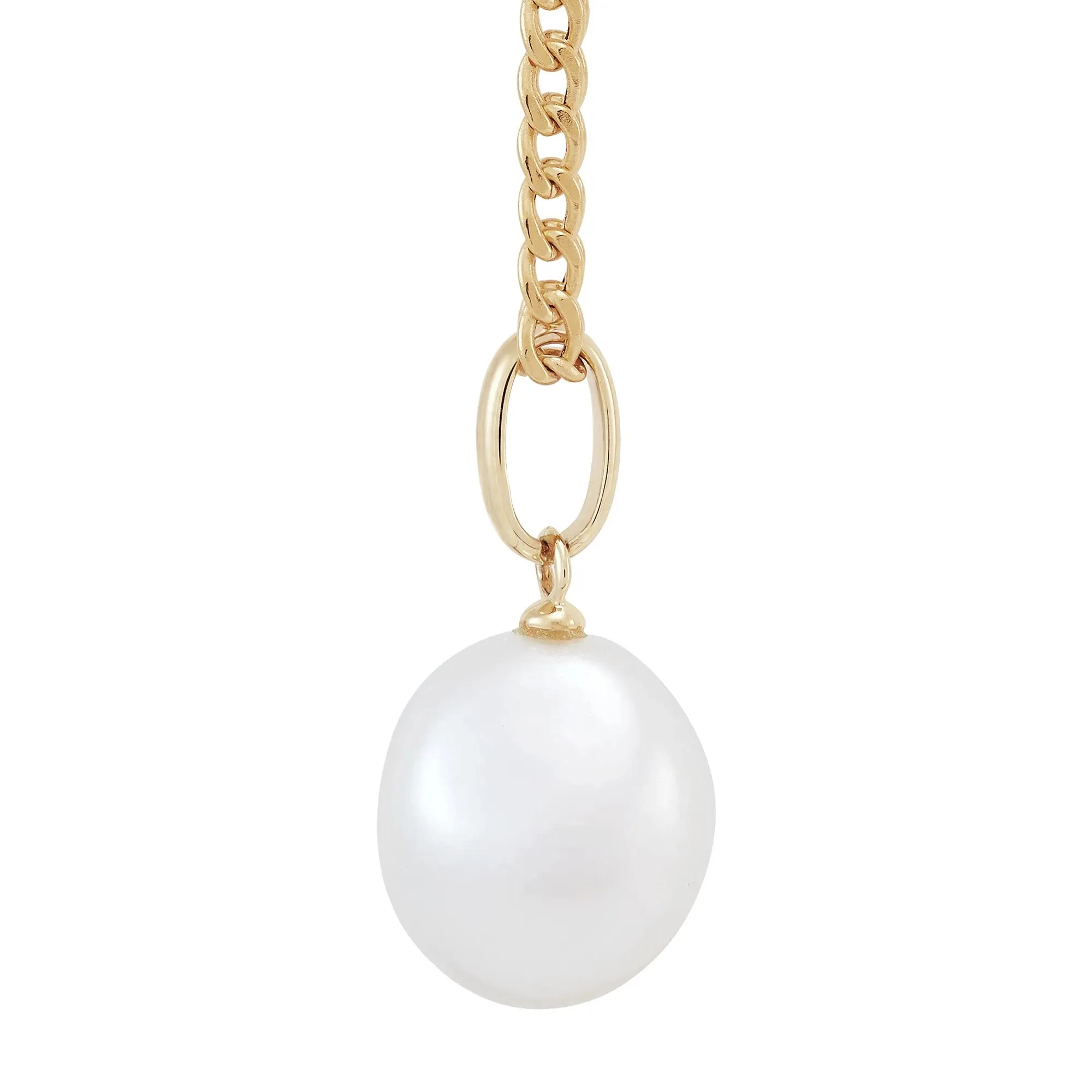 Cultured Freshwater Pearl Drop Pendant Necklace 10K Yellow Gold Size 18" - Image 2
