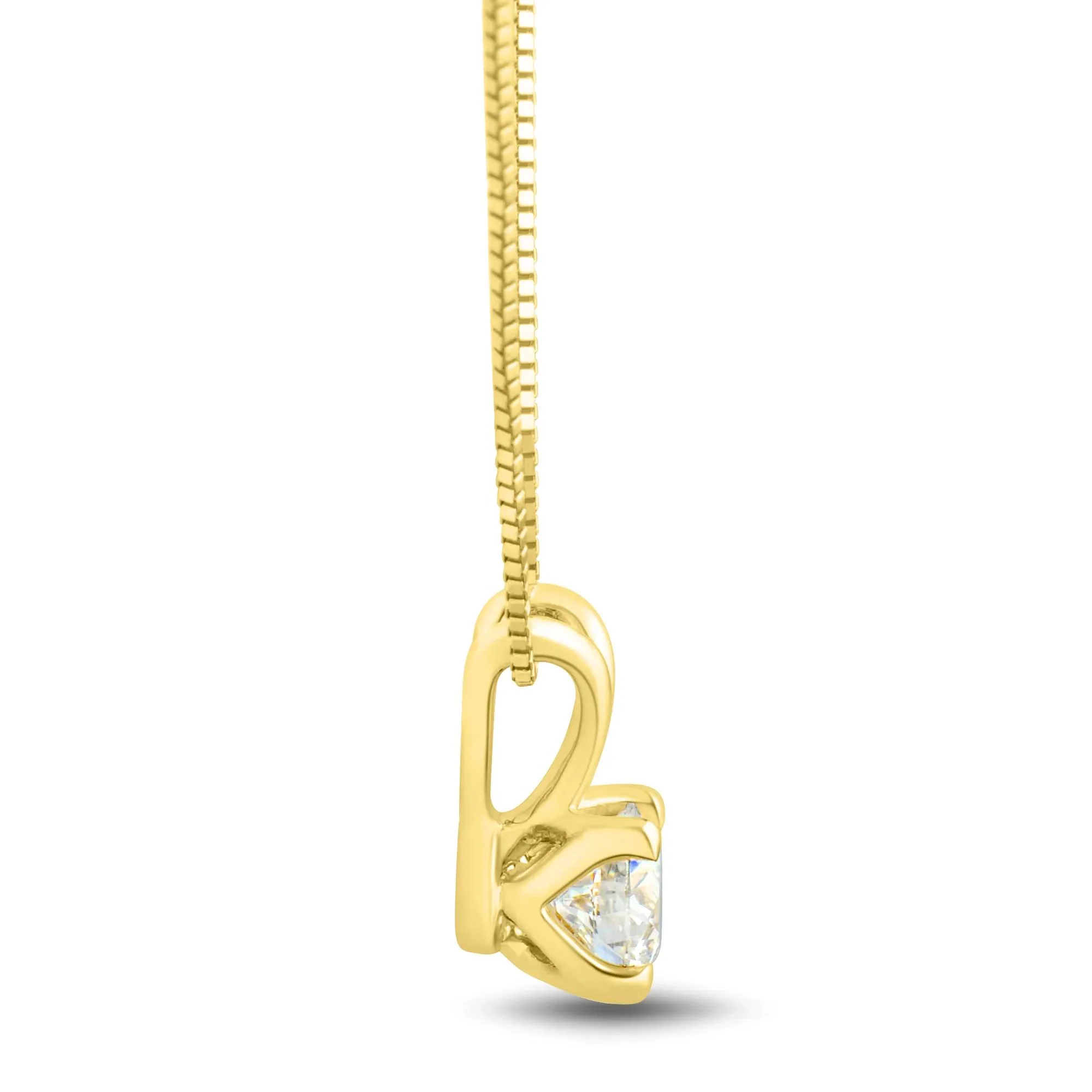 1/2 CT. Tw. Lab Grown Diamond Round Solitaire Pendant Necklace 14K Yellow Gold Size 18" - Image 2