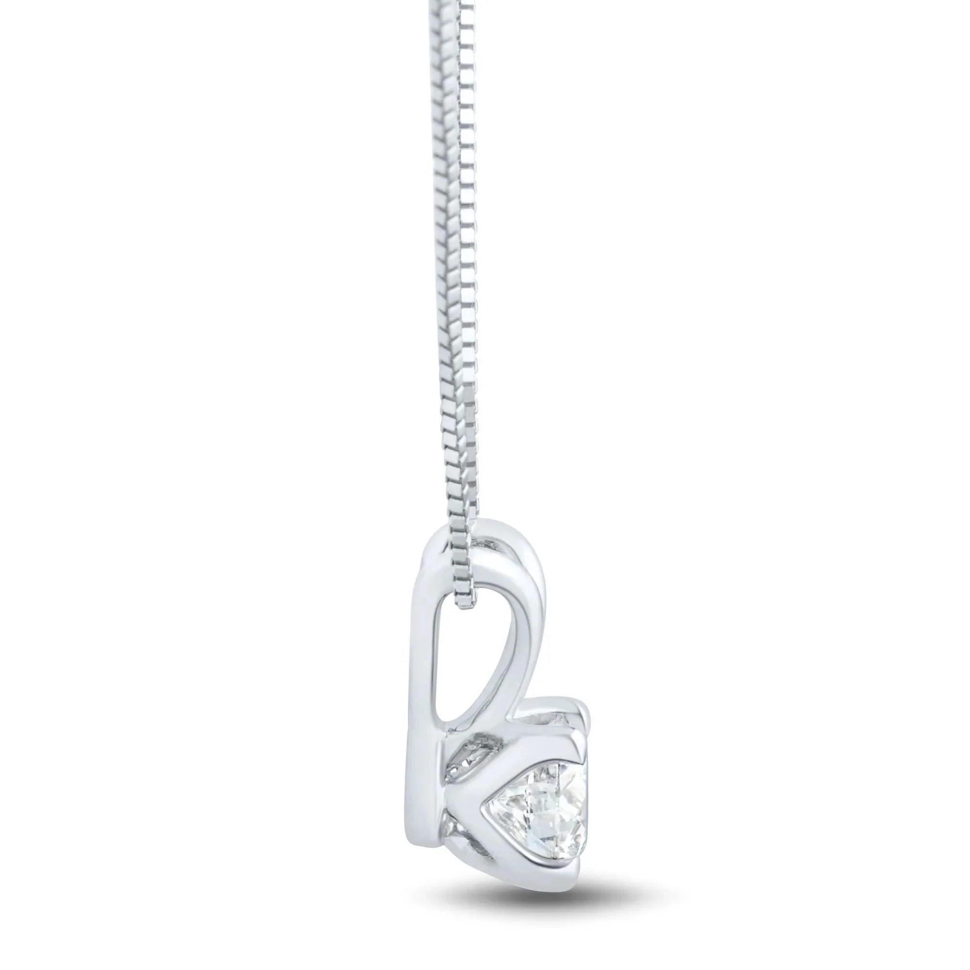 1/2 CT. Tw. Lab Grown Diamond Round Solitaire Pendant Necklace 14K White Gold Size 18" - Image 2
