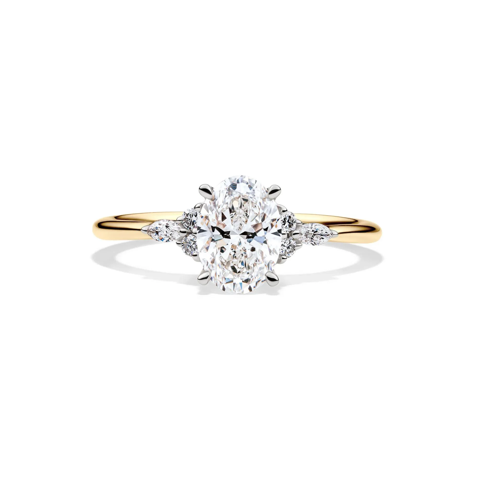 1 CT. Tw. Lab Grown Diamond Oval Engagement Ring 14K Yellow and White Gold Size 6.5 1mm