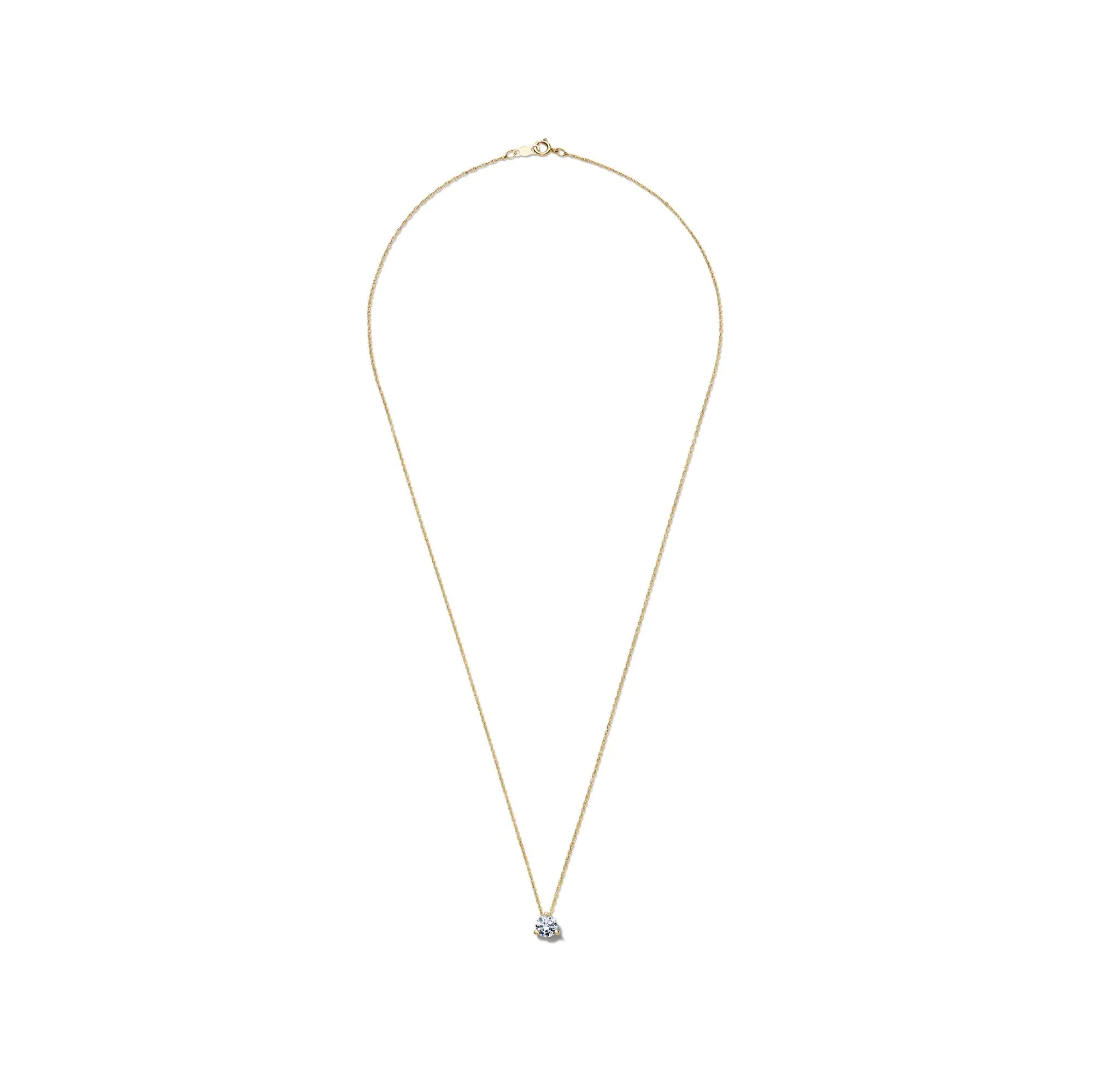 Lab Grown Diamond Solitaire Pendant 14K Yellow Gold (1/2 CT.) Ring Round Brilliant Cut Size 5.20mm - Image 2