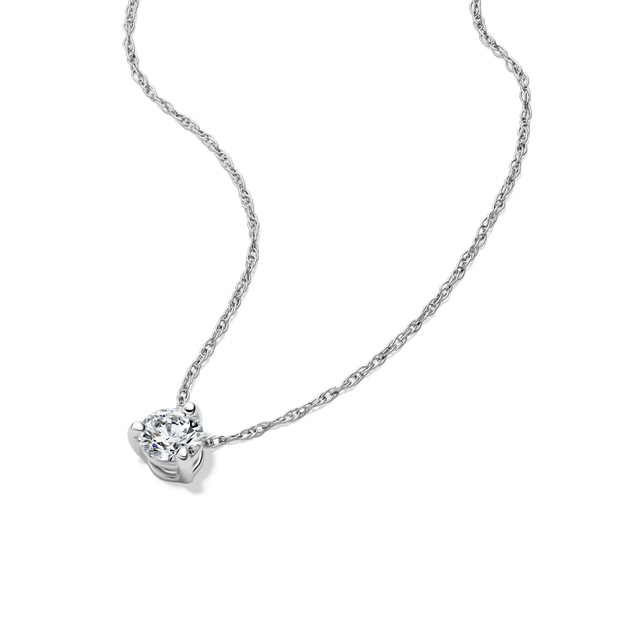 1/2 CT. Tw. Lab Grown Diamond Solitaire Pendant 14K White Gold Ring Round Brilliant Cut Size 5.20mm - Image 4
